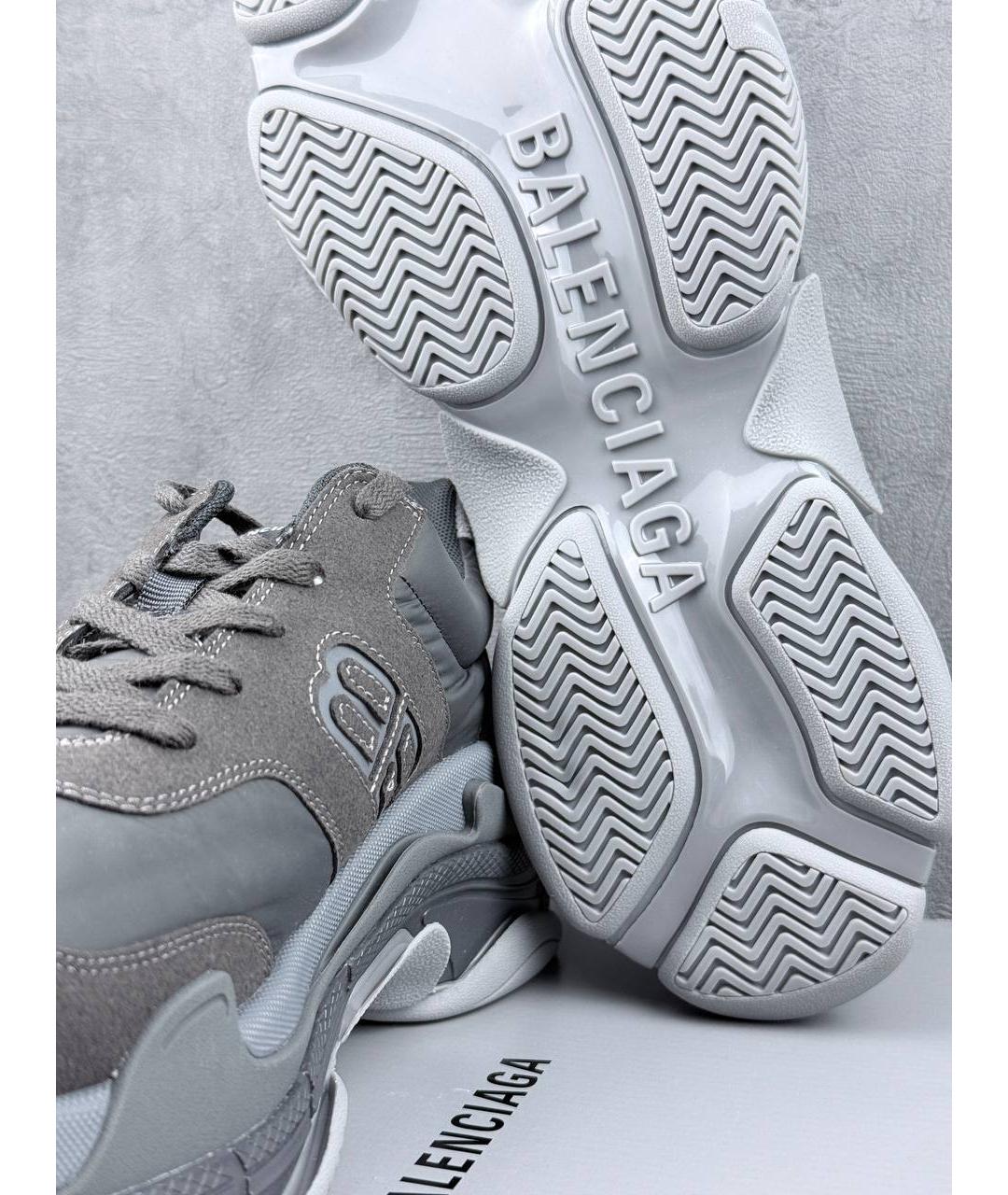 BALENCIAGA Серые текстильные низкие кроссовки / кеды, фото 4