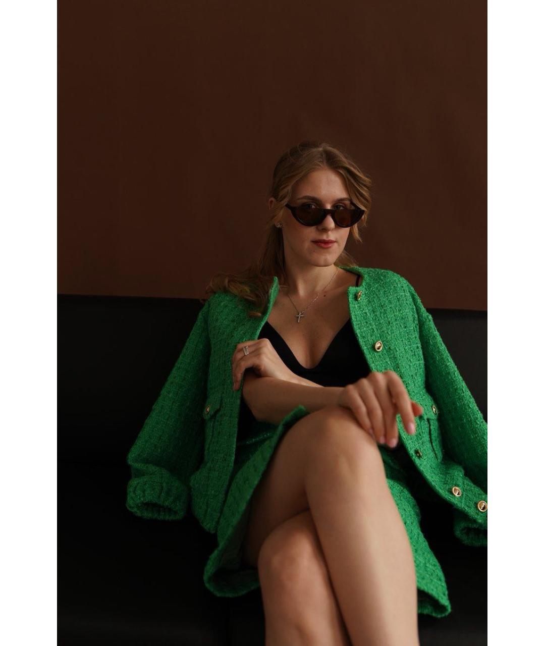 12 STOREEZ Зеленый твидовый жакет/пиджак, фото 8