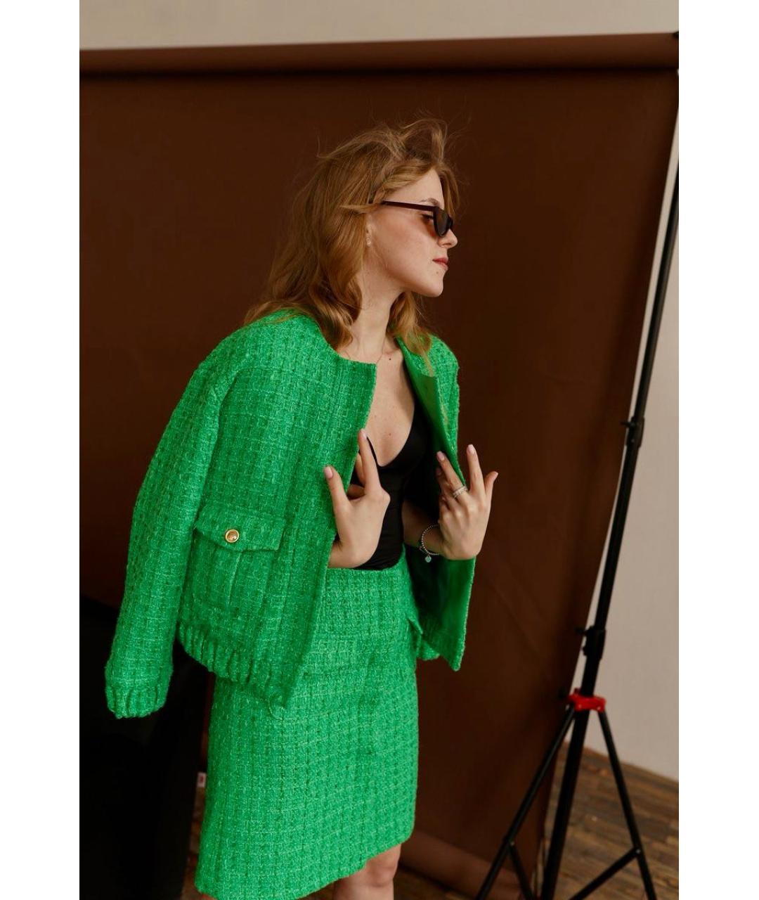 12 STOREEZ Зеленый твидовый жакет/пиджак, фото 6