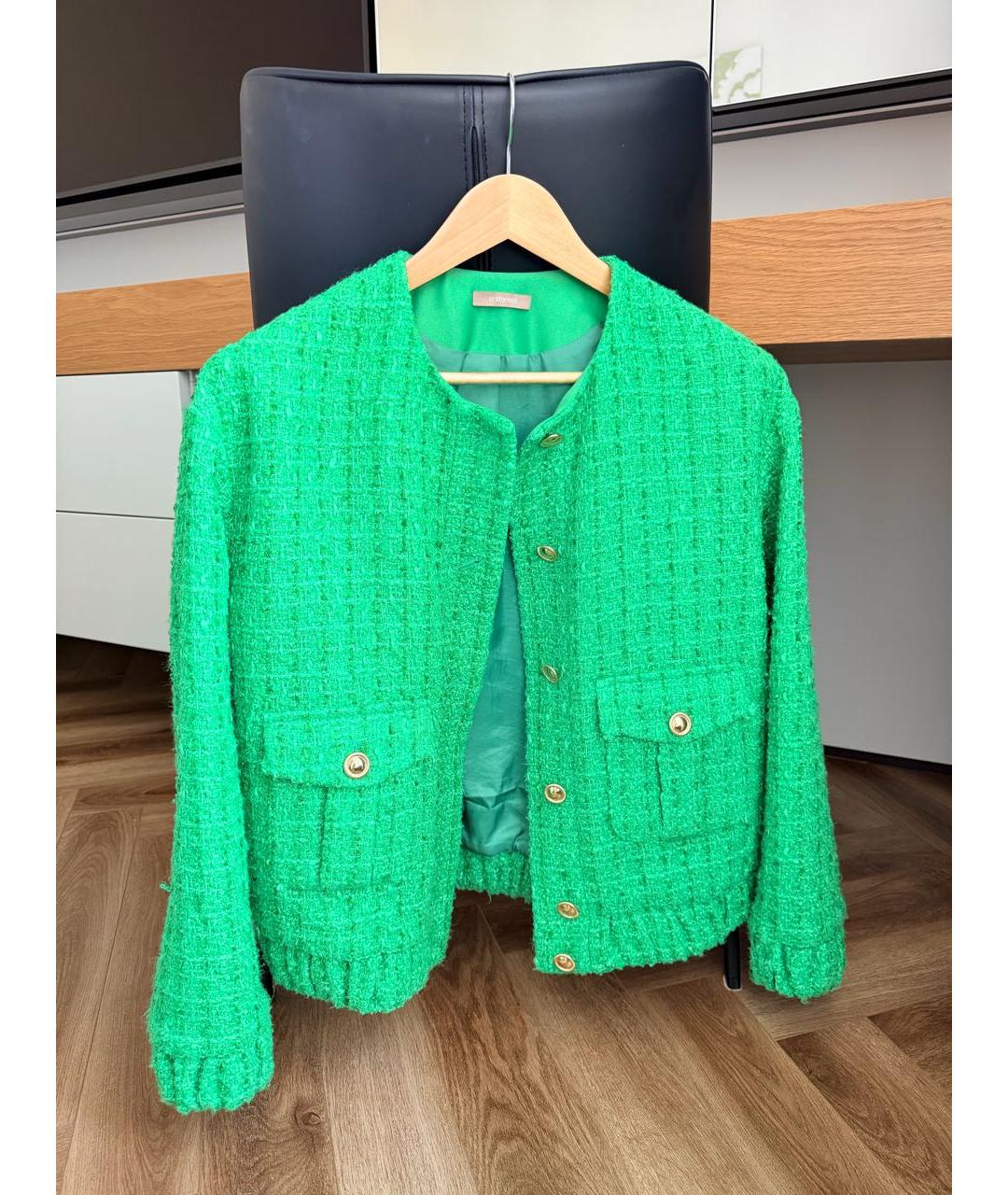 12 STOREEZ Зеленый твидовый жакет/пиджак, фото 9