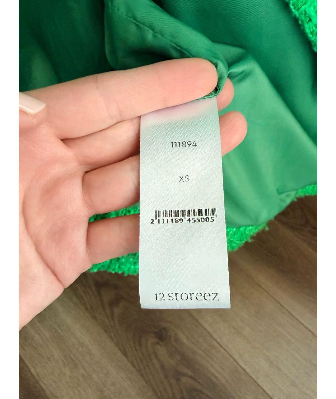 12 STOREEZ Зеленый твидовый жакет/пиджак, фото 4