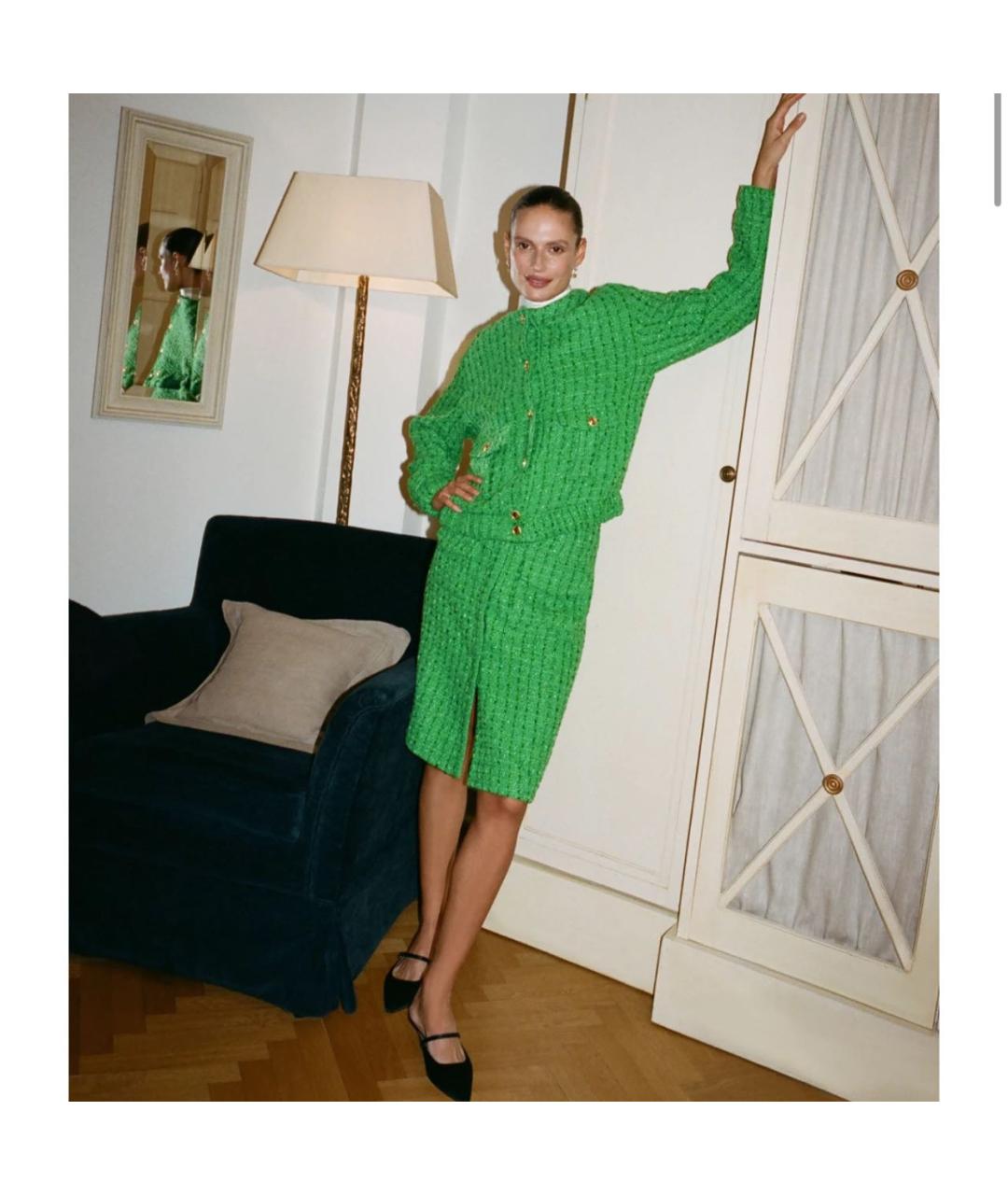 12 STOREEZ Зеленый твидовый жакет/пиджак, фото 5