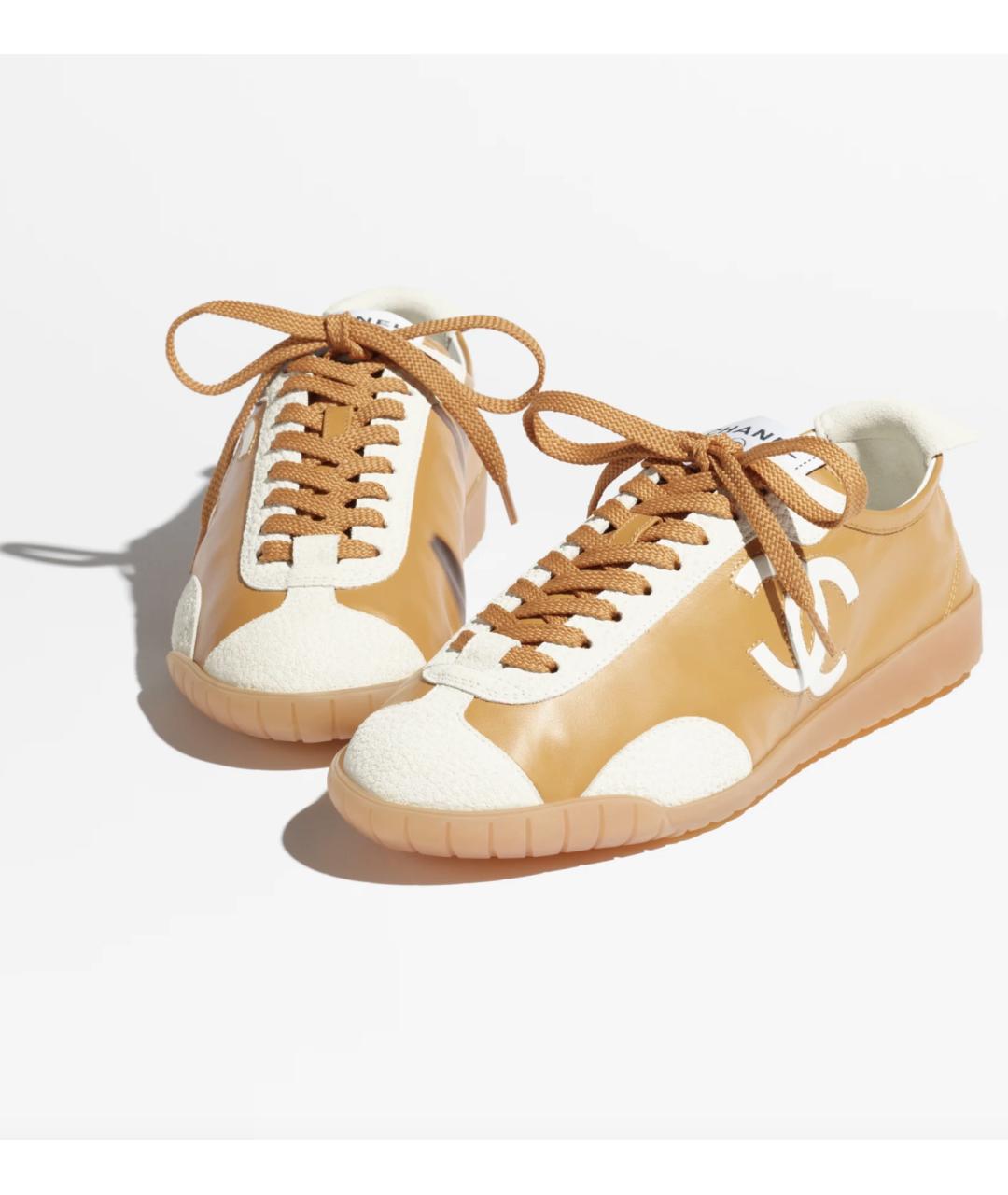 CHANEL Коричневые кожаные кроссовки, фото 2