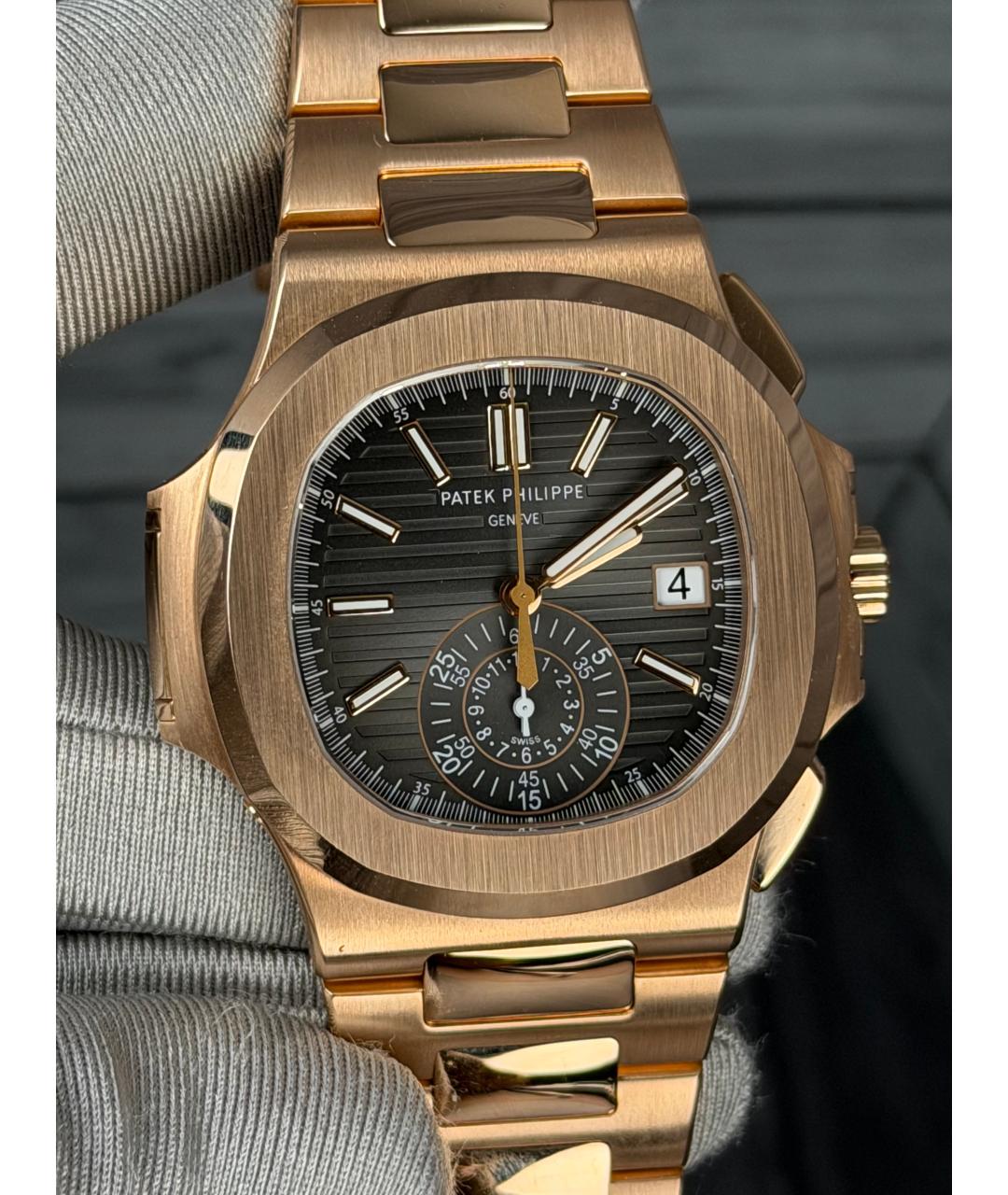 PATEK PHILIPPE Черные часы из розового золота, фото 3