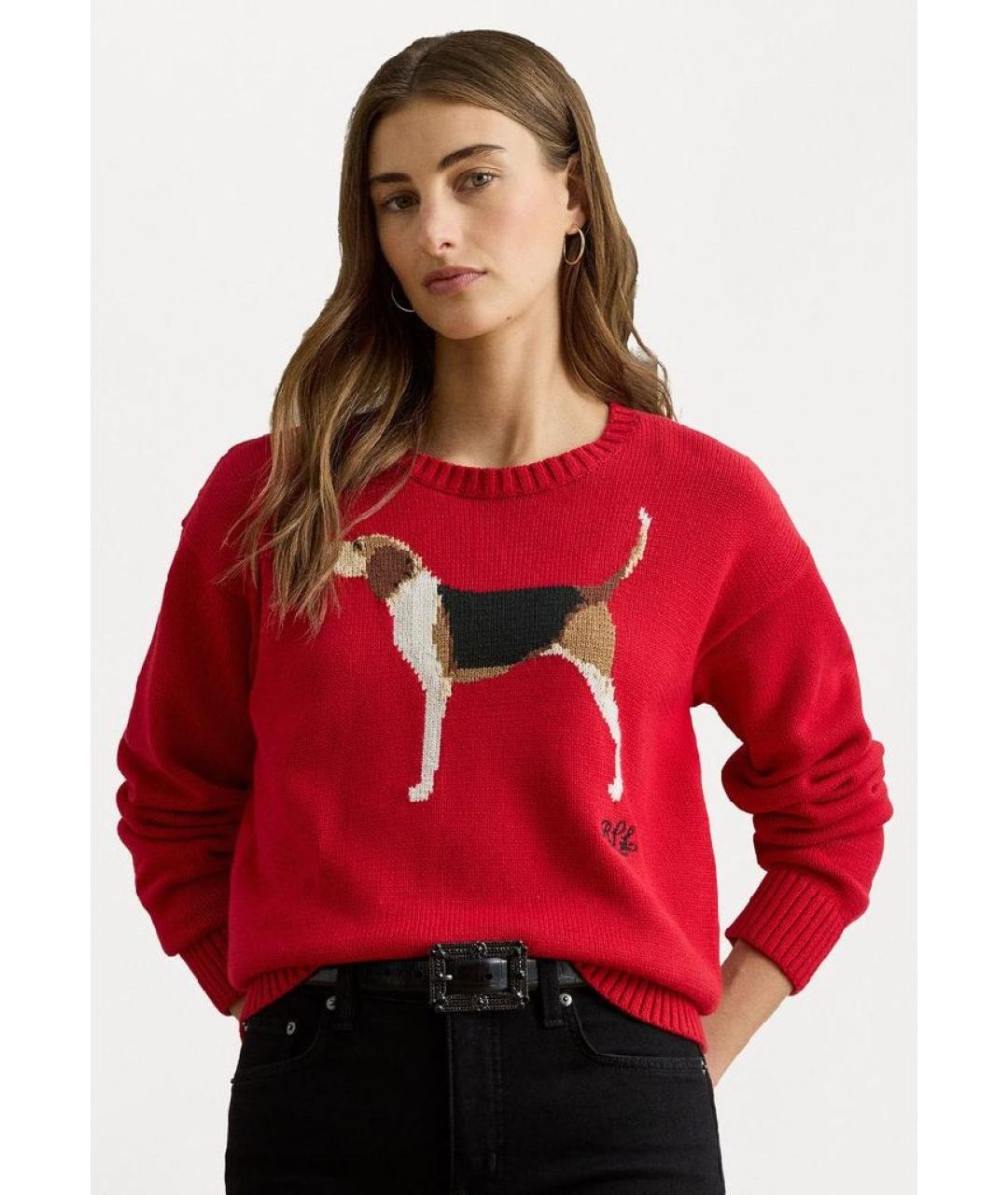 RALPH LAUREN Красный хлопковый джемпер / свитер, фото 5