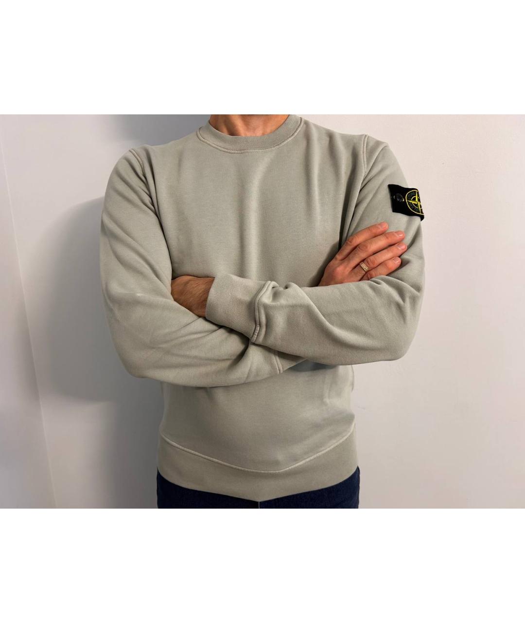 STONE ISLAND Серый хлопковый джемпер / свитер, фото 3