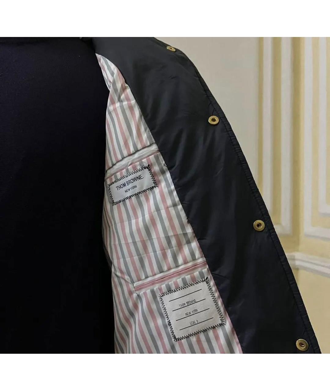 THOM BROWNE Темно-синяя полиамидовая куртка, фото 3