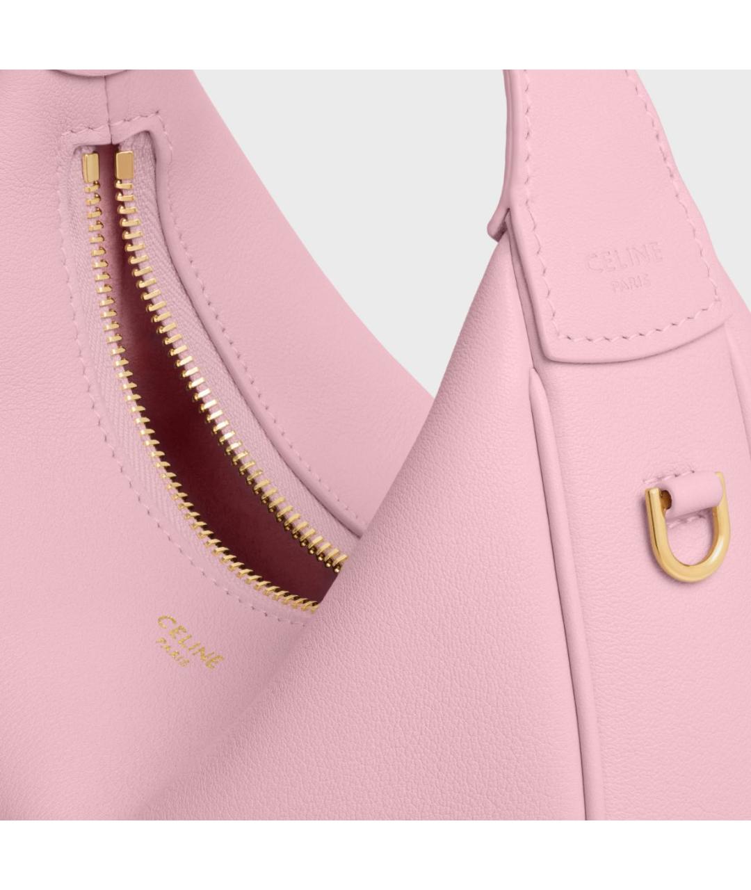 CELINE Розовая кожаная сумка с короткими ручками, фото 2