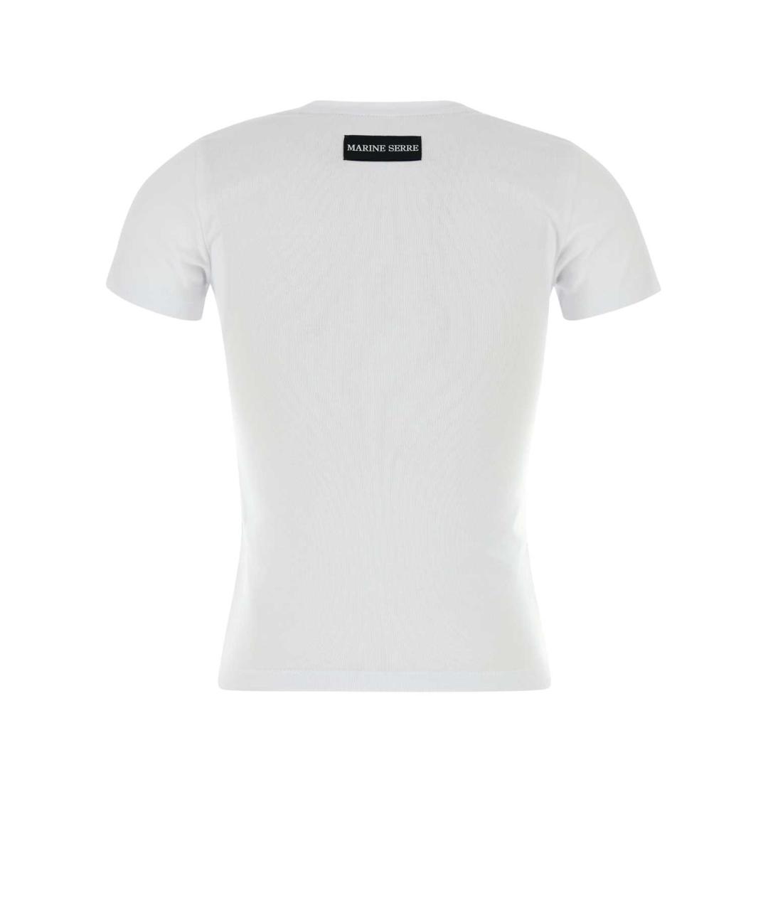 MARINE SERRE Белая хлопковая футболка, фото 2