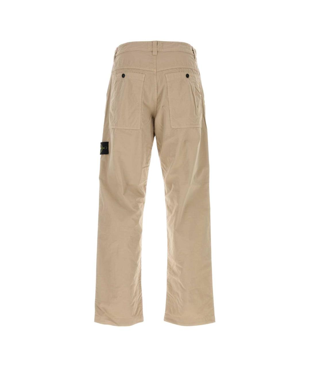 STONE ISLAND Бежевые хлопковые повседневные брюки, фото 2