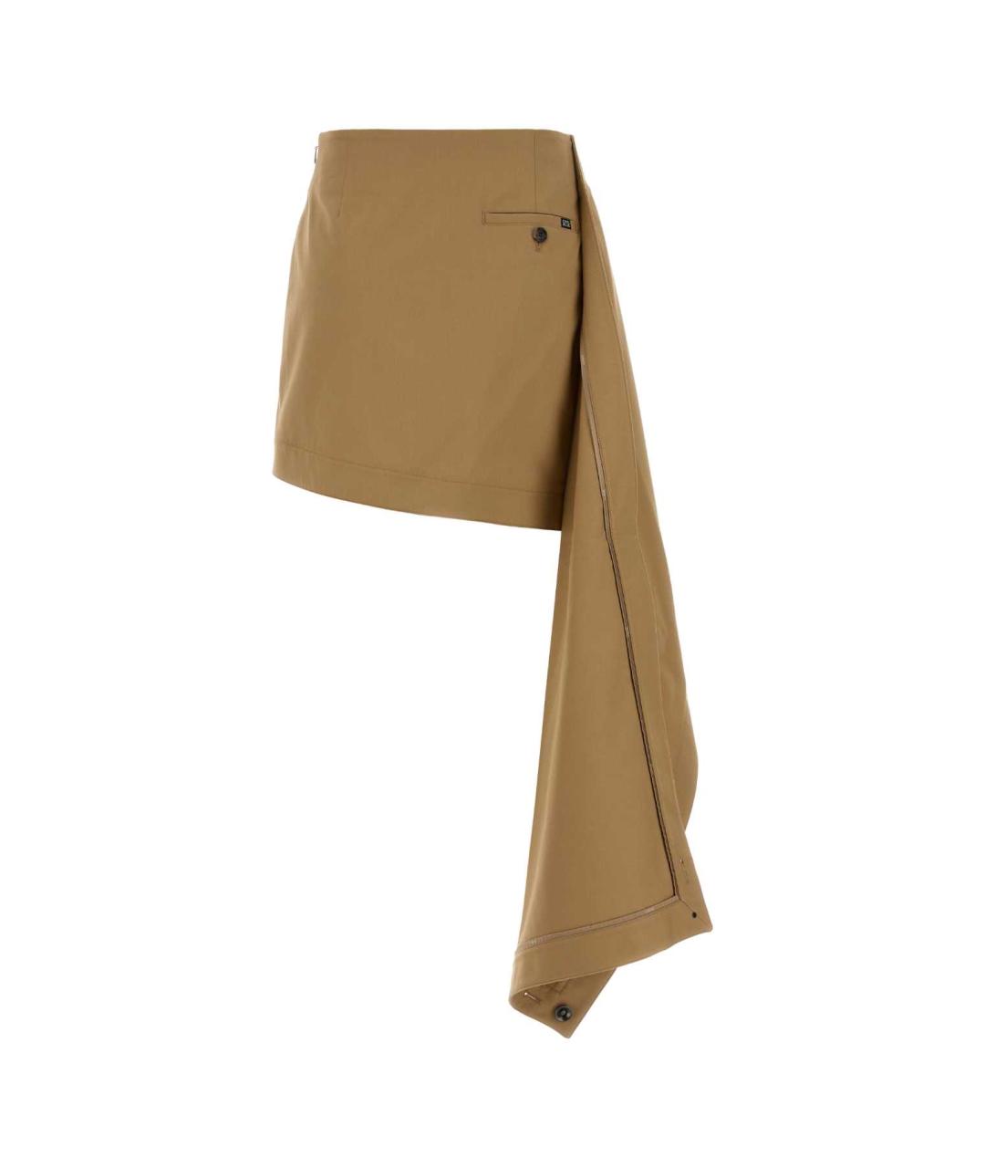 LOEWE Бежевая хлопковая юбка мини, фото 2