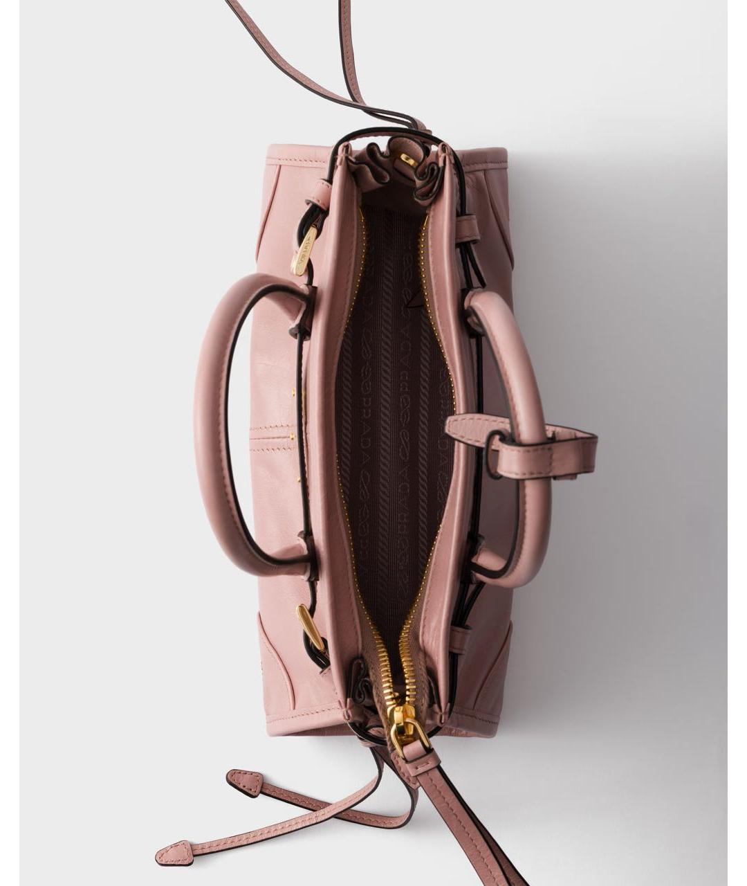 PRADA Розовая кожаная сумка с короткими ручками, фото 4