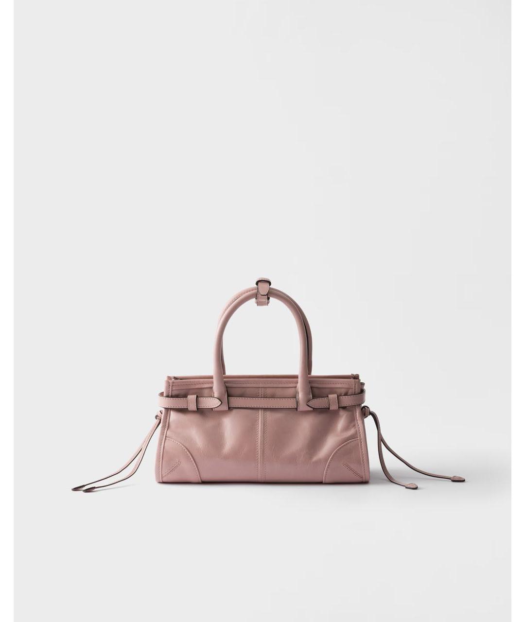 PRADA Розовая кожаная сумка с короткими ручками, фото 3