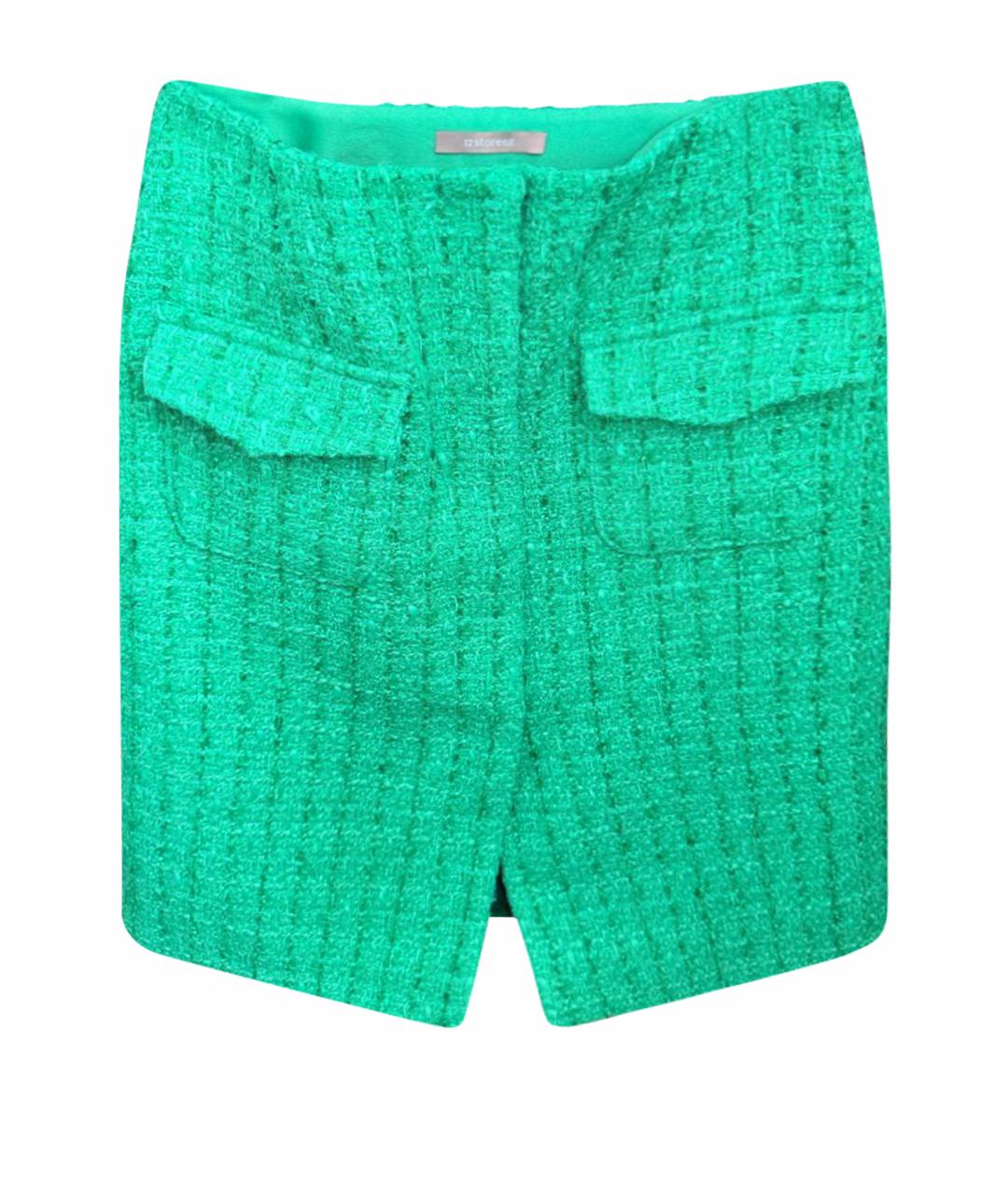 12 STOREEZ Зеленая твидовая юбка миди, фото 1