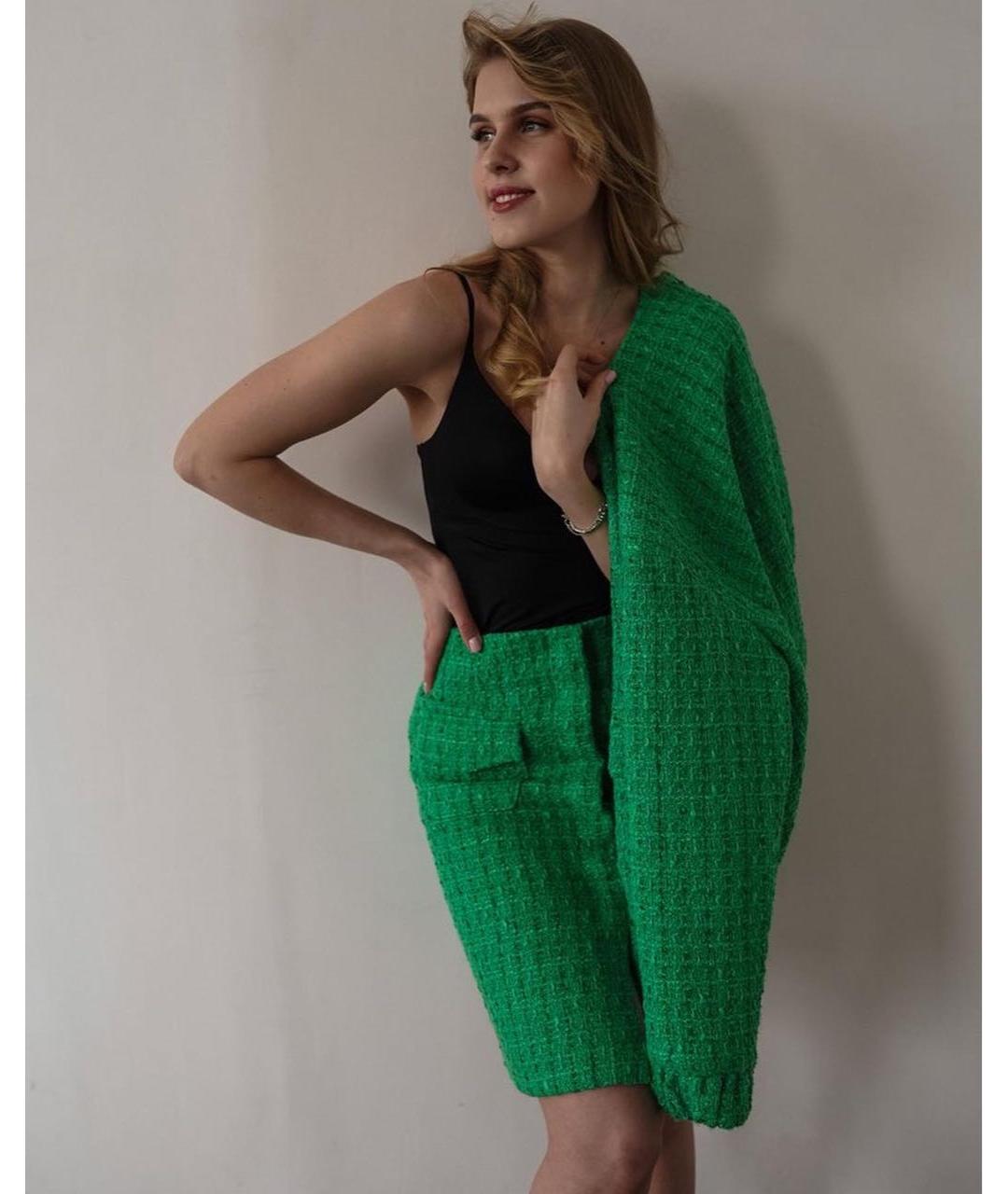 12 STOREEZ Зеленая твидовая юбка миди, фото 5