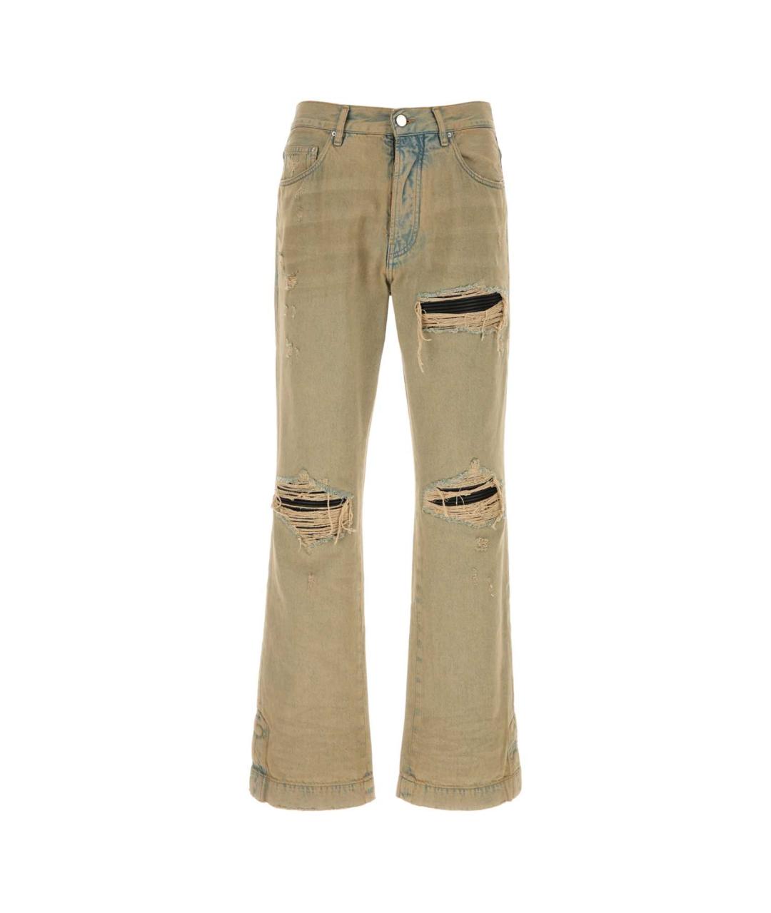 AMIRI Бежевые хлопковые прямые джинсы, фото 1