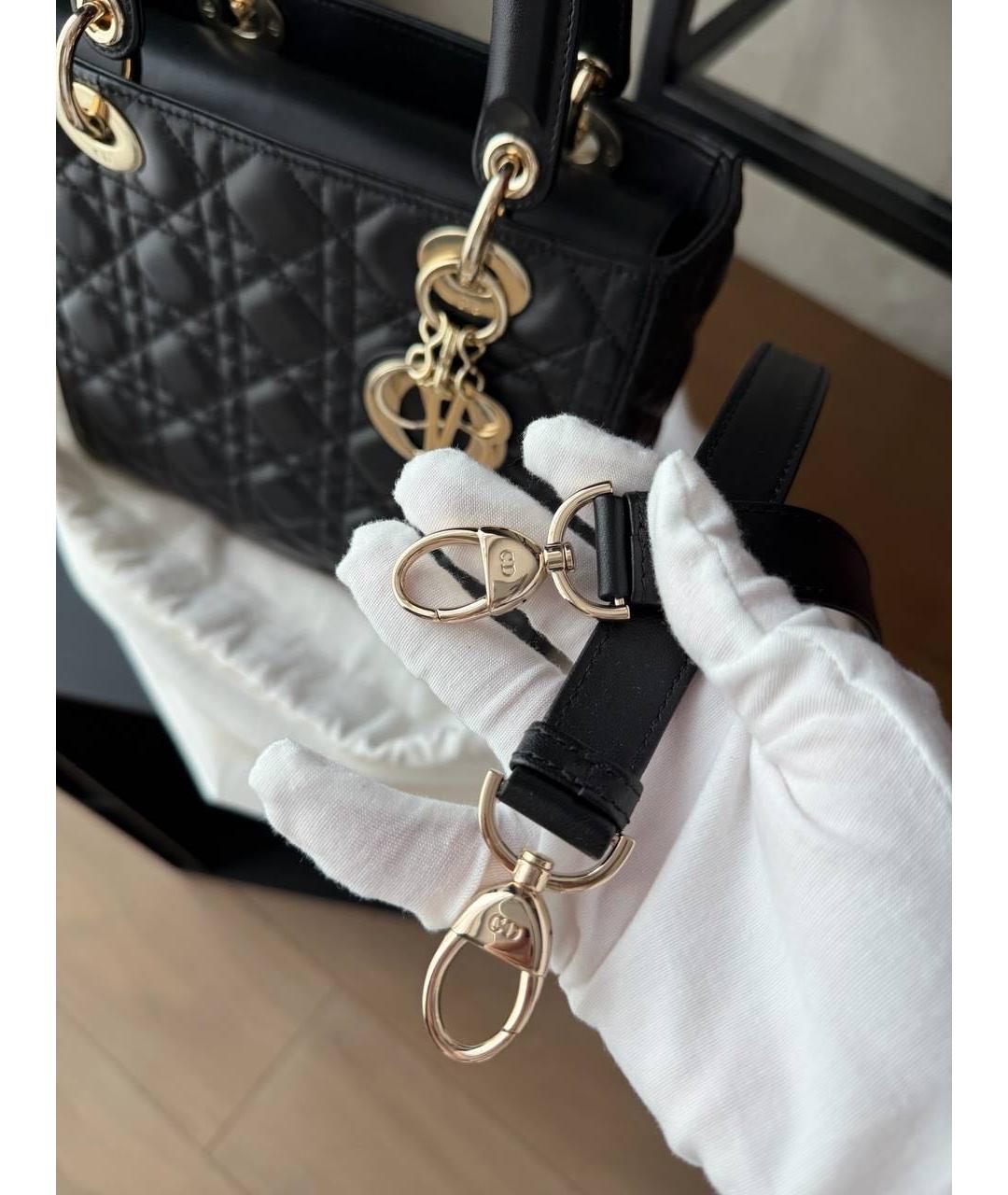 CHRISTIAN DIOR Черная кожаная сумка тоут, фото 8