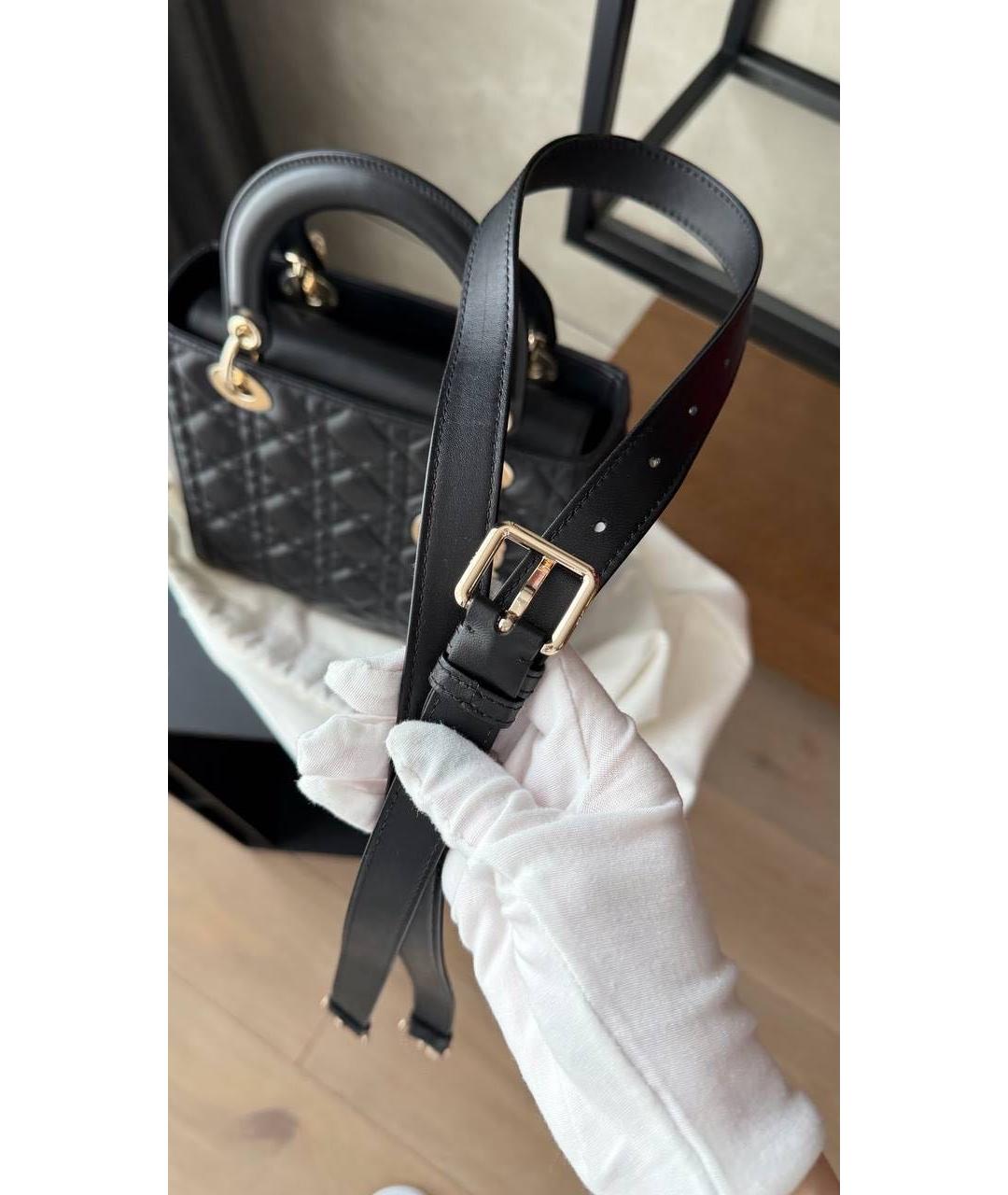 CHRISTIAN DIOR Черная кожаная сумка тоут, фото 7