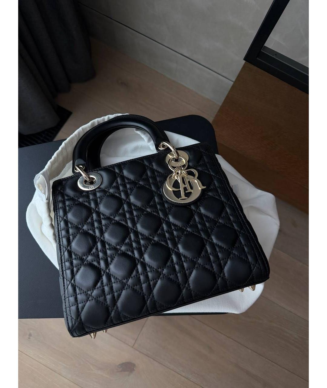 CHRISTIAN DIOR Черная кожаная сумка тоут, фото 6