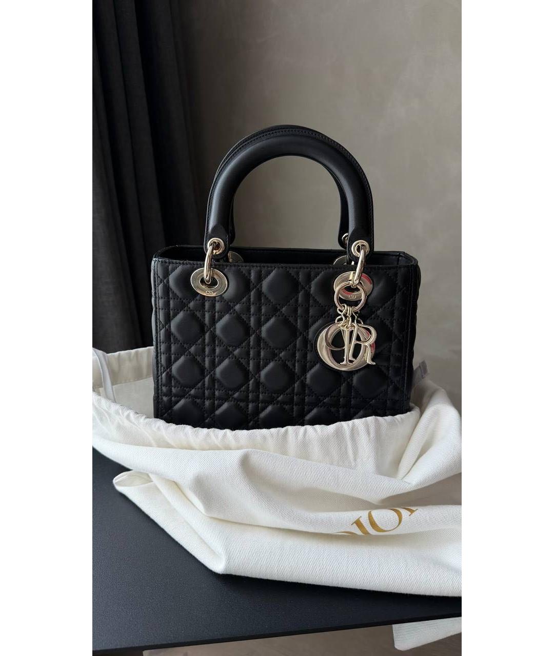 CHRISTIAN DIOR Черная кожаная сумка тоут, фото 4