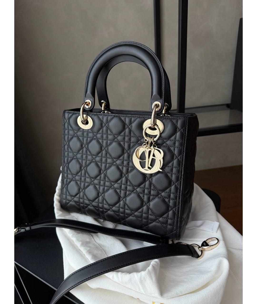 CHRISTIAN DIOR Черная кожаная сумка тоут, фото 2