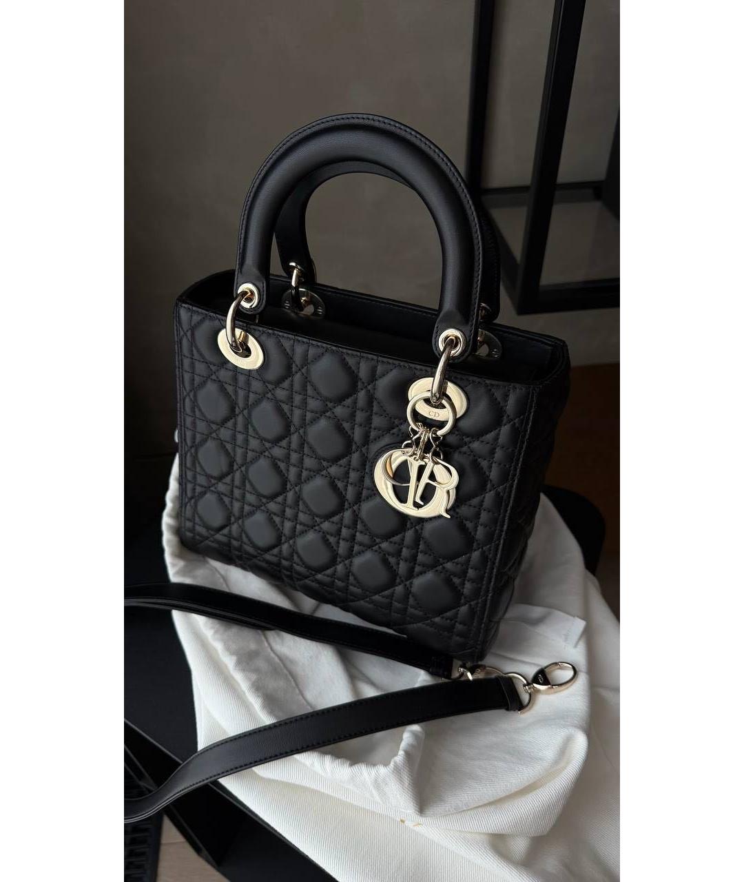 CHRISTIAN DIOR Черная кожаная сумка тоут, фото 3