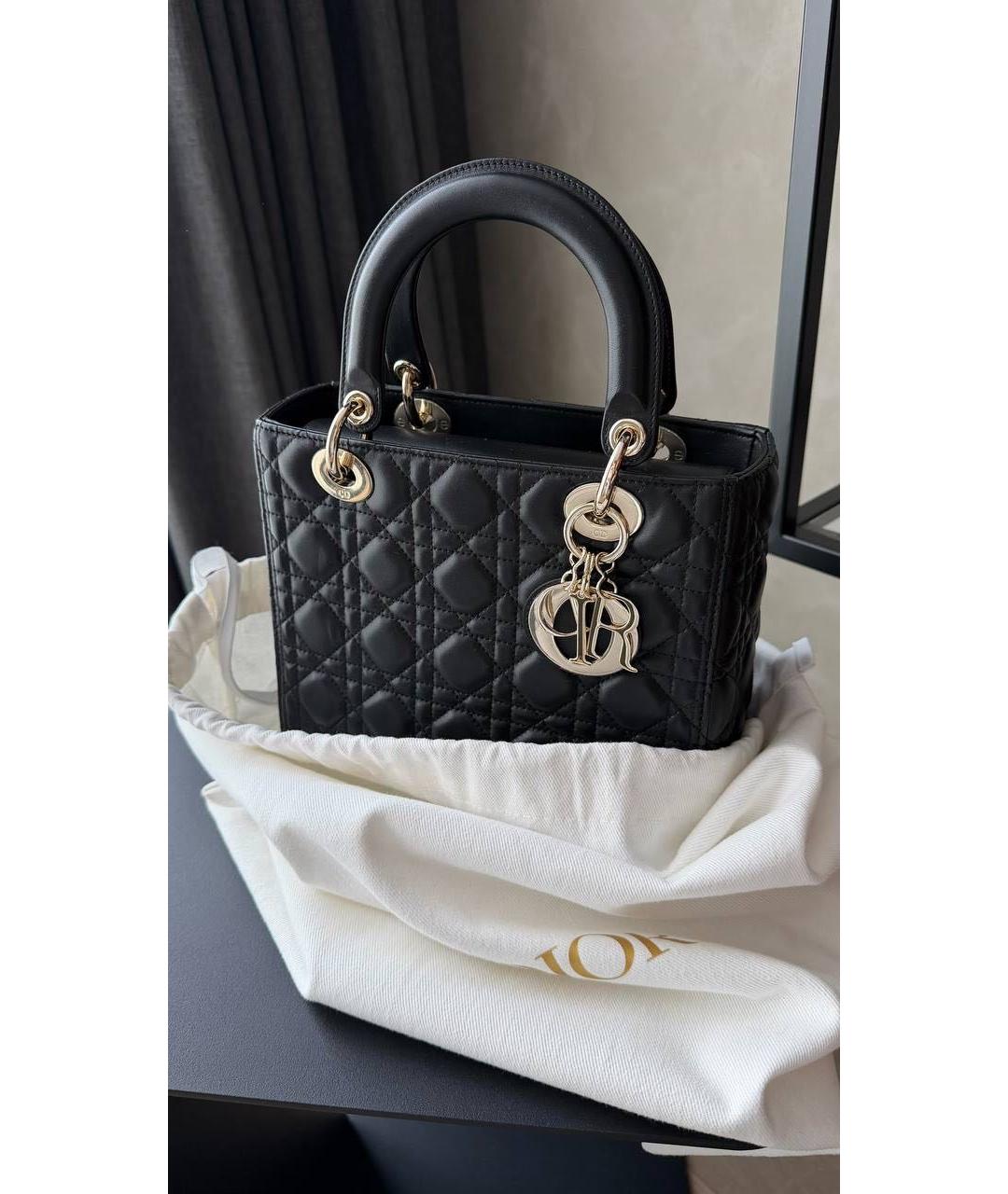 CHRISTIAN DIOR Черная кожаная сумка тоут, фото 5