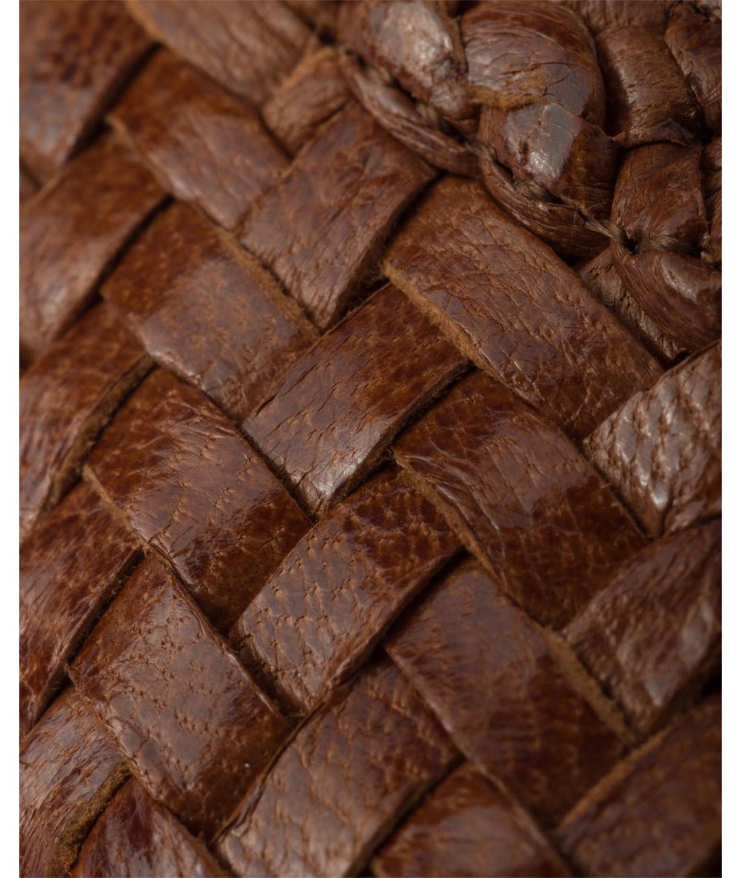 PRADA Коричневые кожаные лодочки на низком каблуке, фото 5