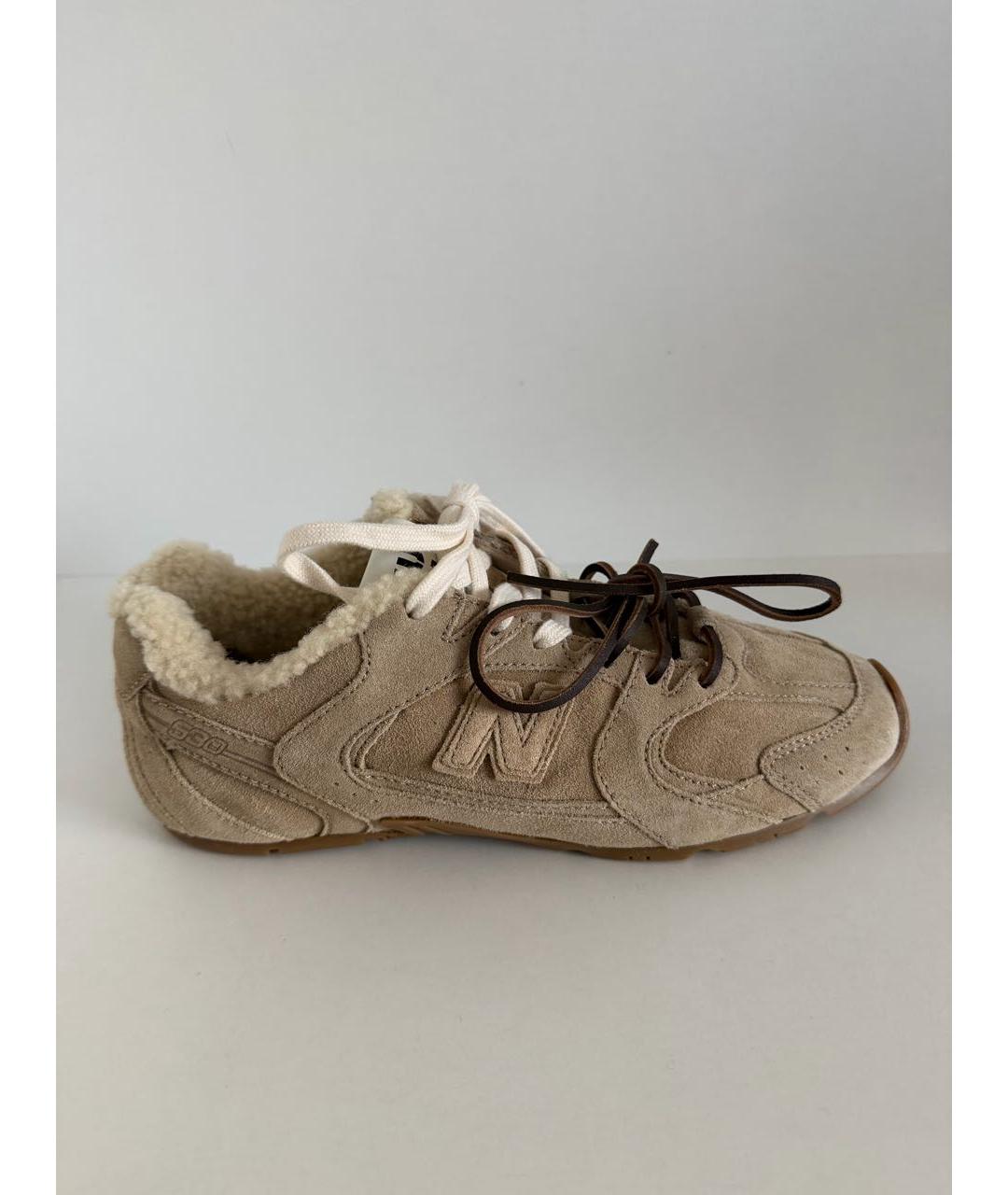 MIU MIU Бежевые замшевые кеды, фото 8