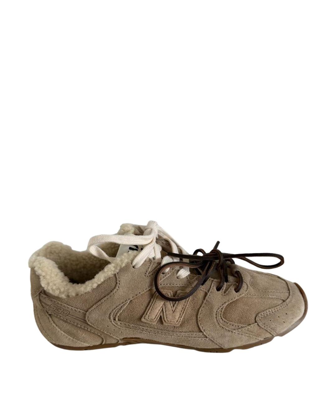 MIU MIU Бежевые замшевые кеды, фото 1