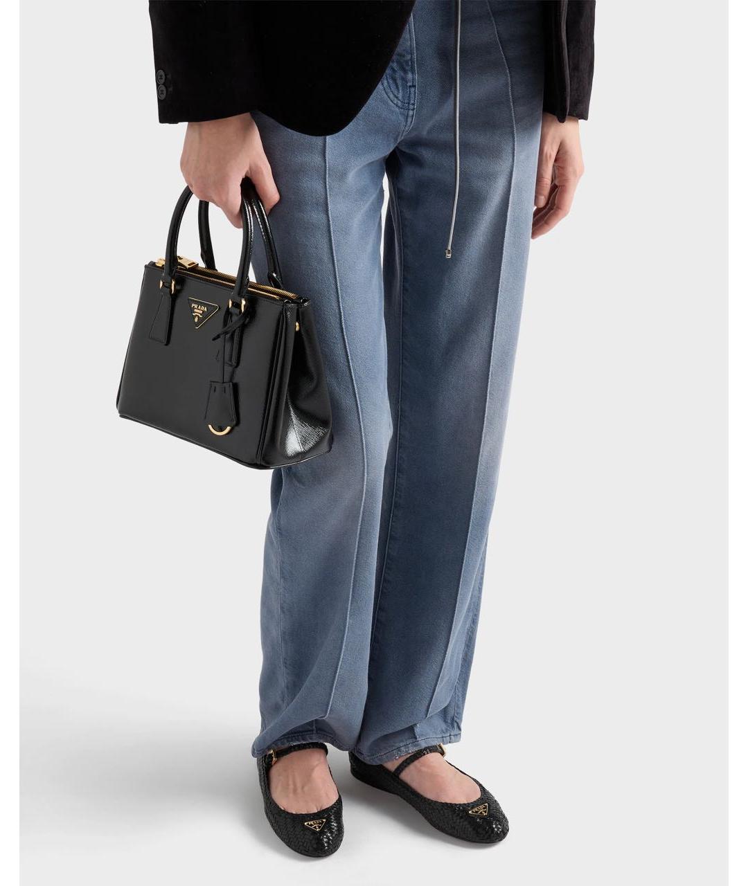 PRADA Черные кожаные лодочки на низком каблуке, фото 3