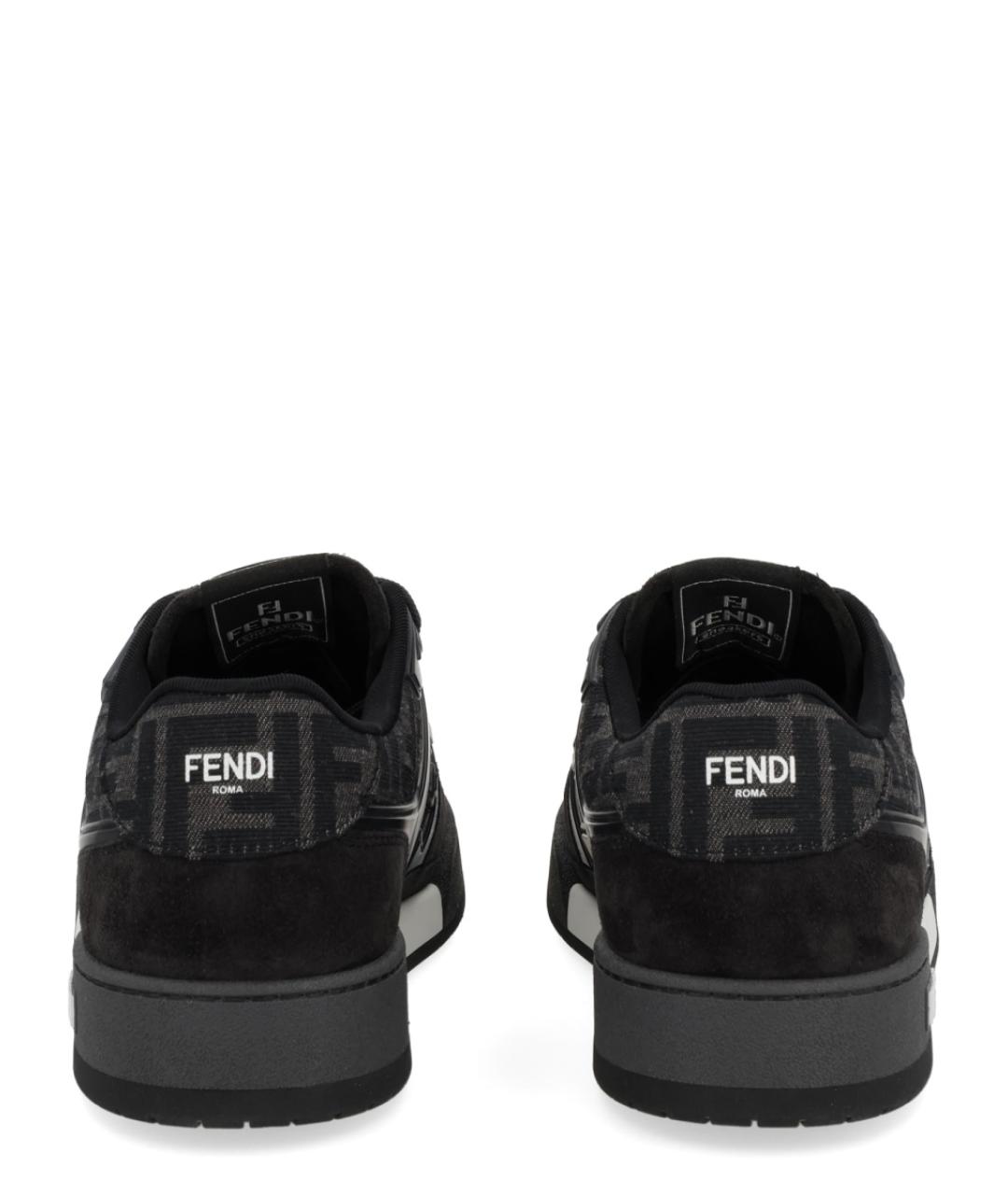 FENDI Черные текстильные низкие кроссовки / кеды, фото 4