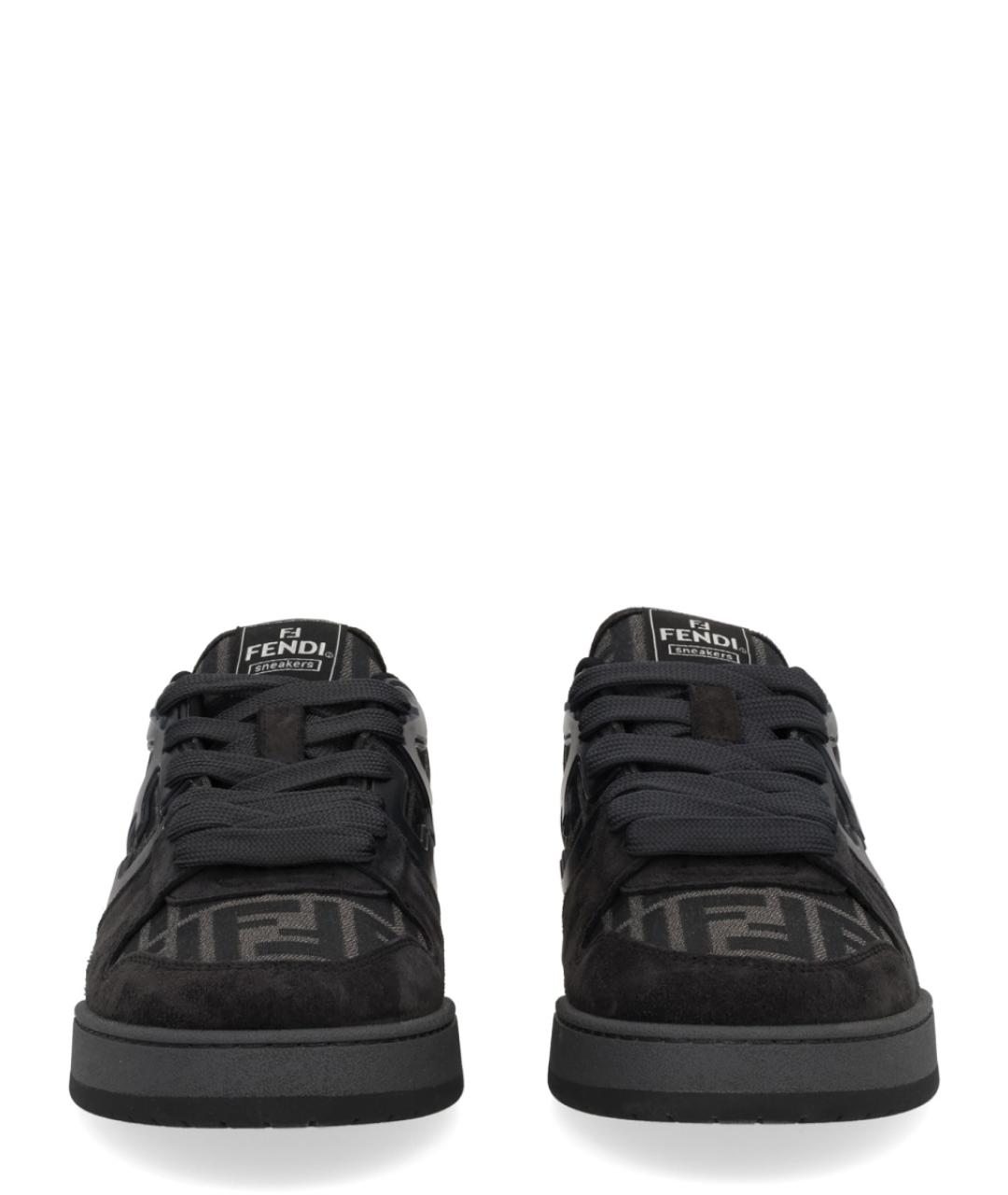 FENDI Черные текстильные низкие кроссовки / кеды, фото 3