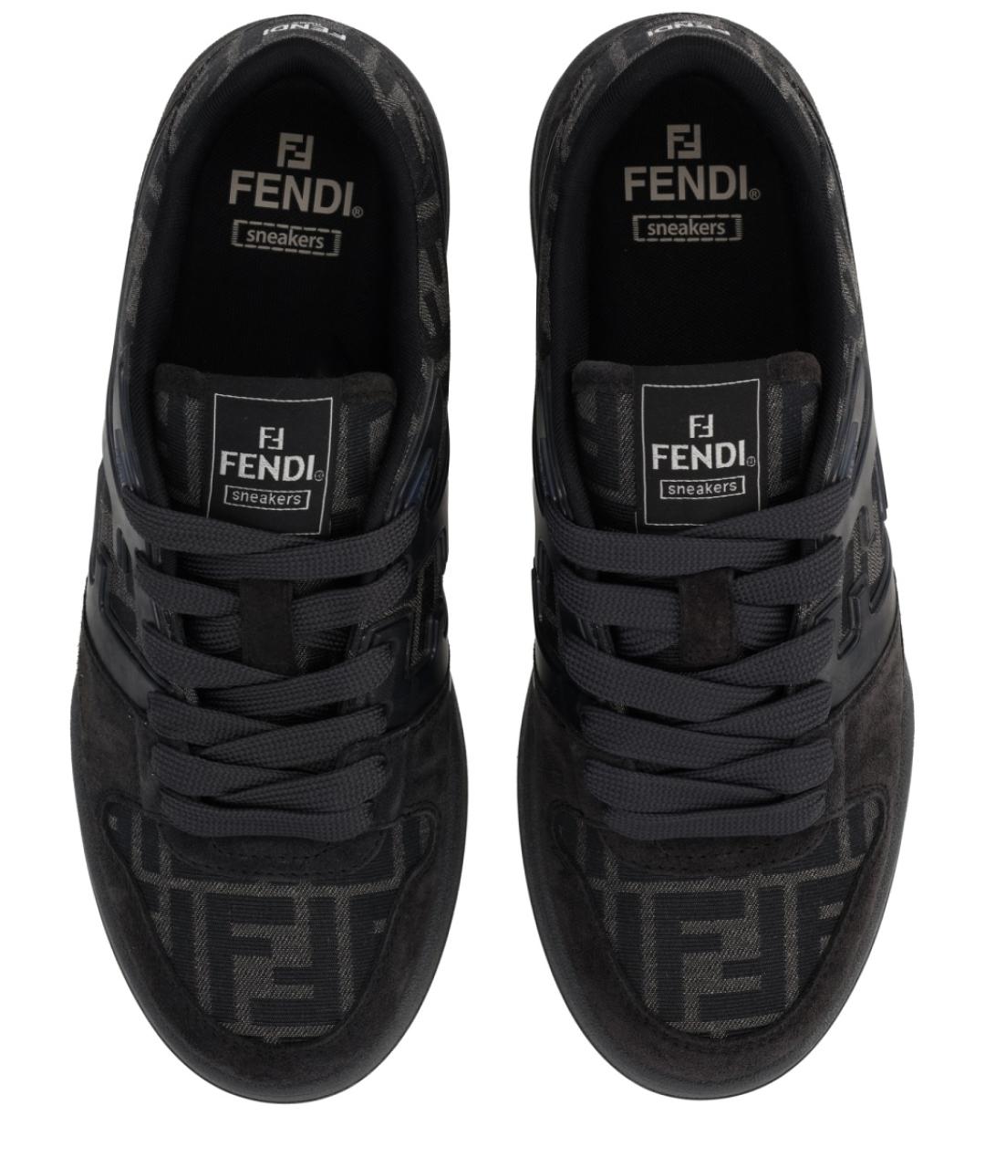 FENDI Черные текстильные низкие кроссовки / кеды, фото 5