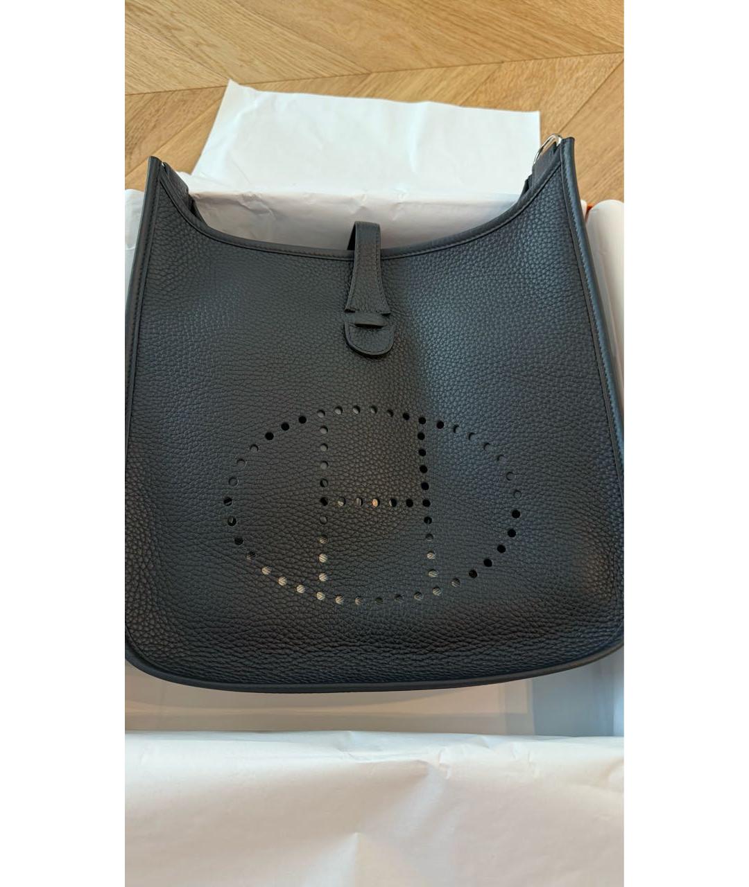 HERMES Черная кожаная сумка через плечо, фото 2