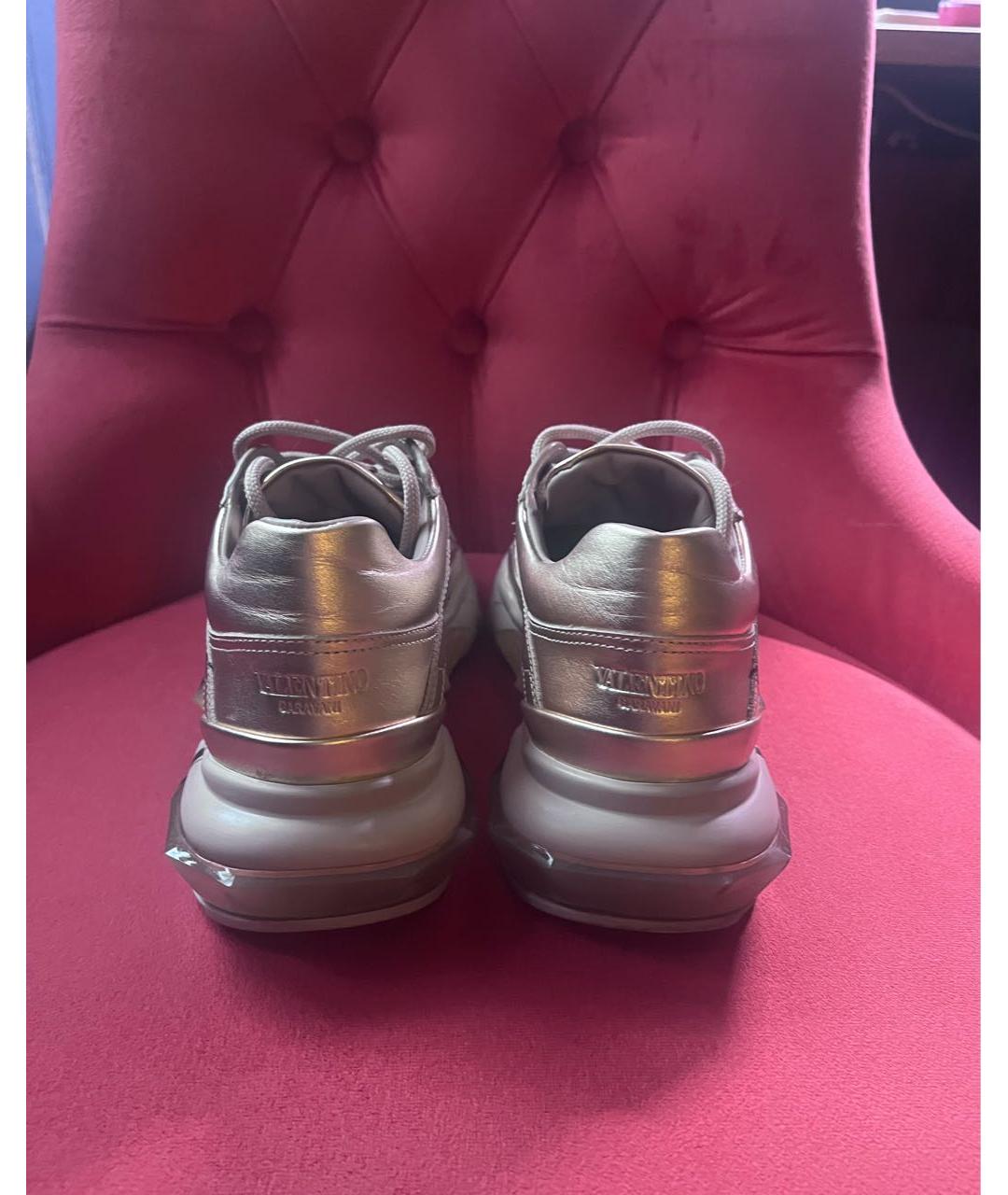 VALENTINO Розовые кожаные кроссовки, фото 4