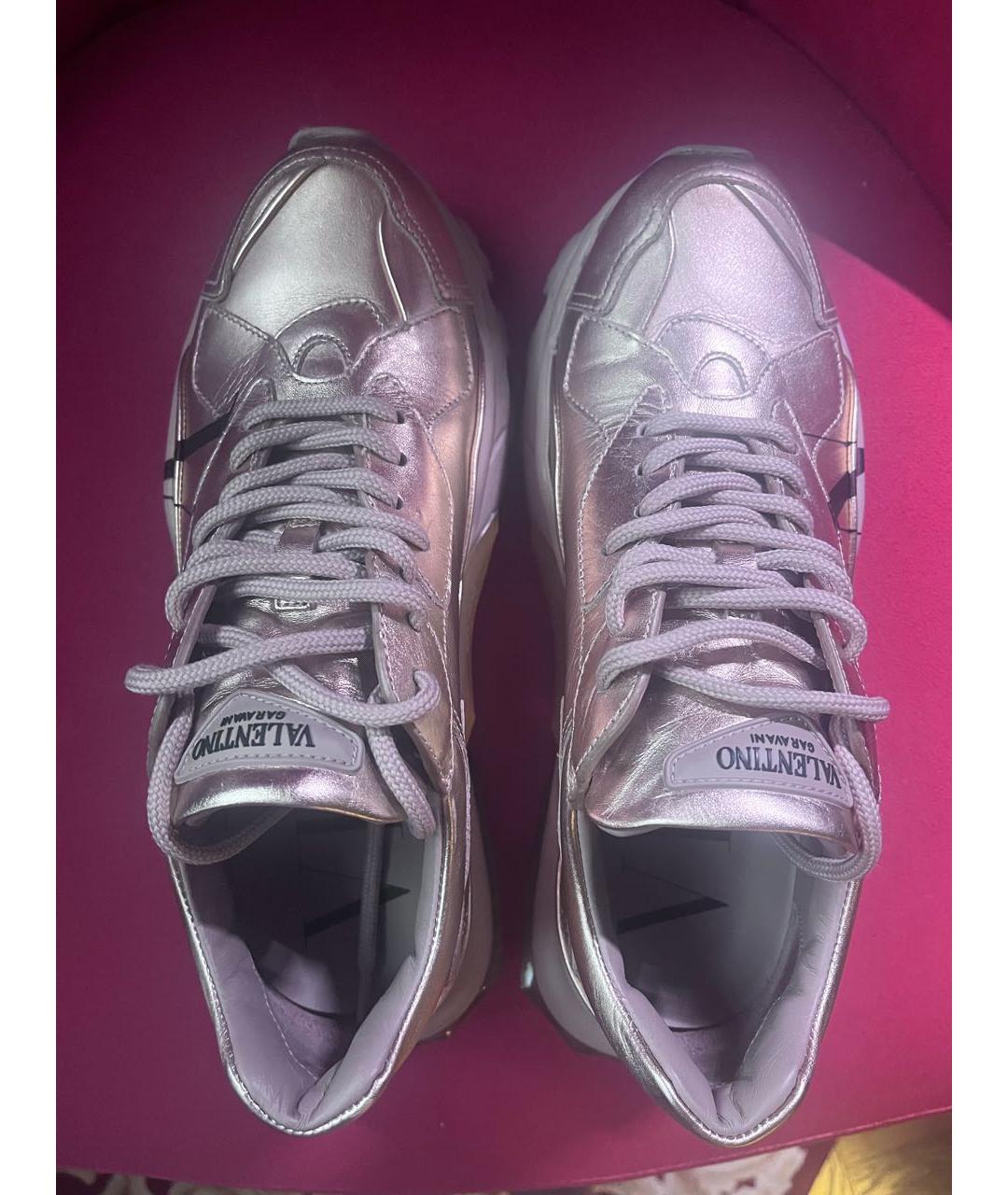 VALENTINO Розовые кожаные кроссовки, фото 3