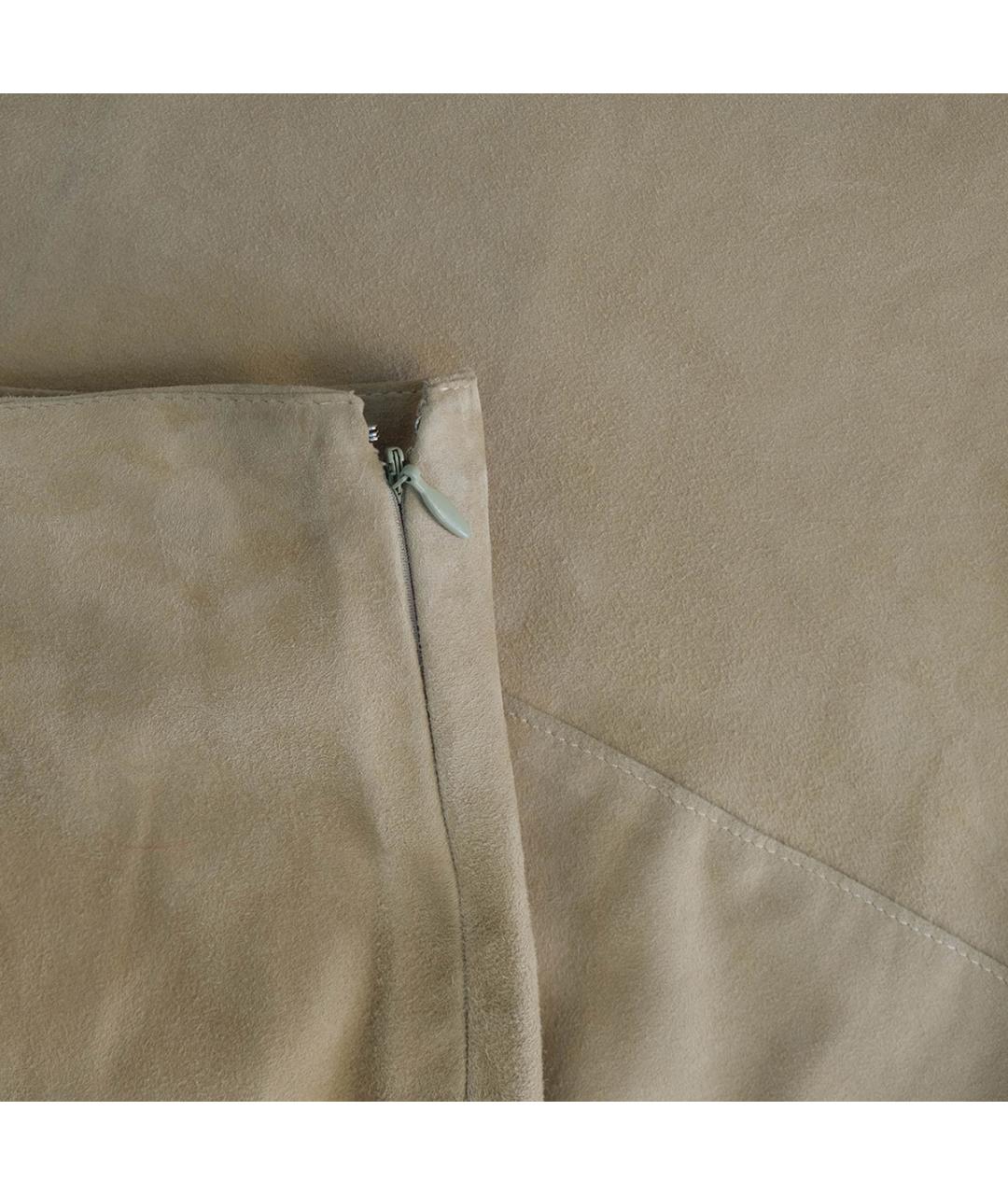 CHRISTIAN DIOR Бежевая замшевая юбка миди, фото 4