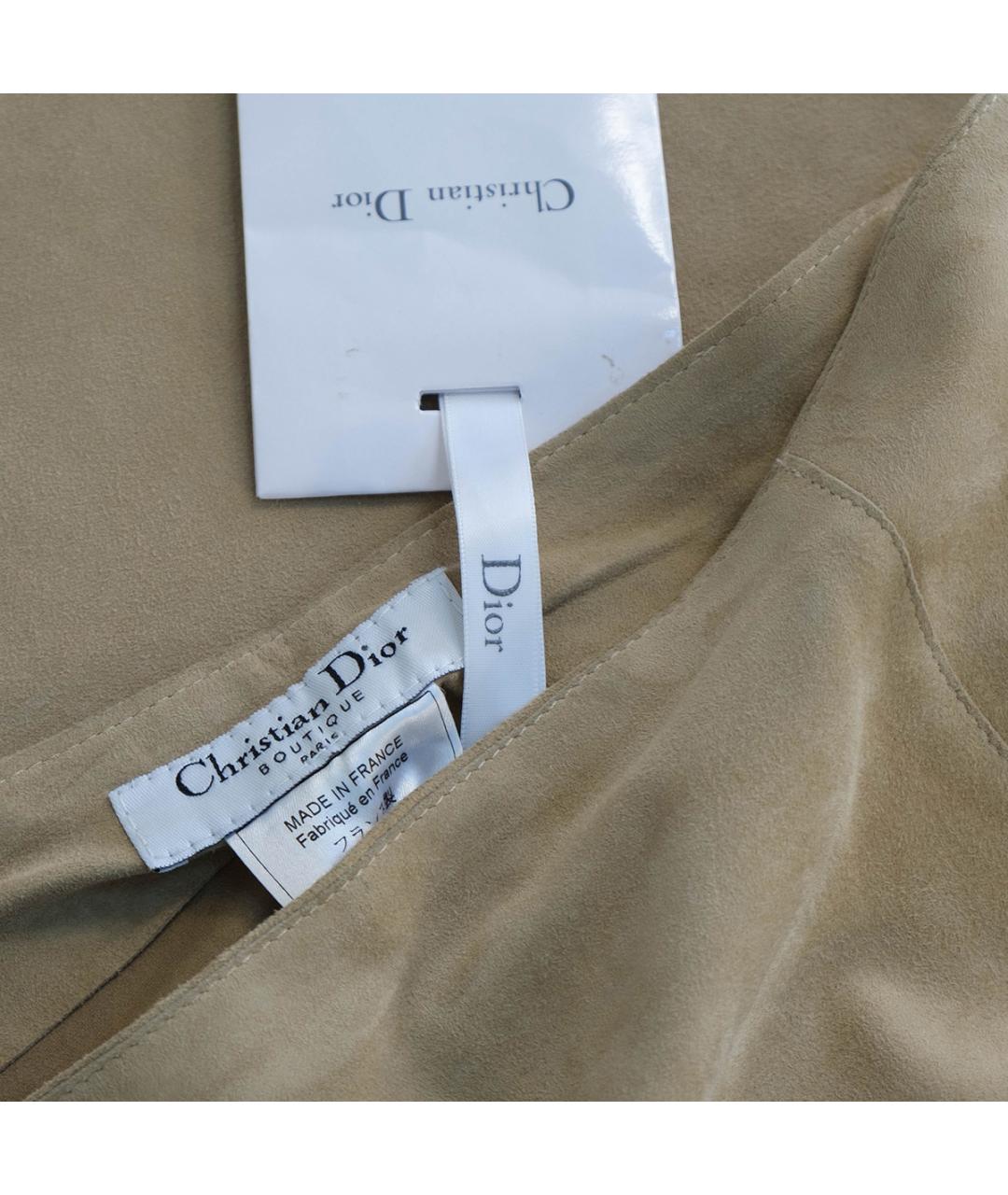 CHRISTIAN DIOR Бежевая замшевая юбка миди, фото 3