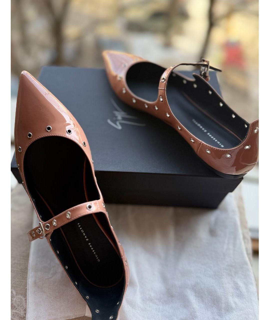 GIUSEPPE ZANOTTI DESIGN Коралловые балетки из лакированной кожи, фото 6