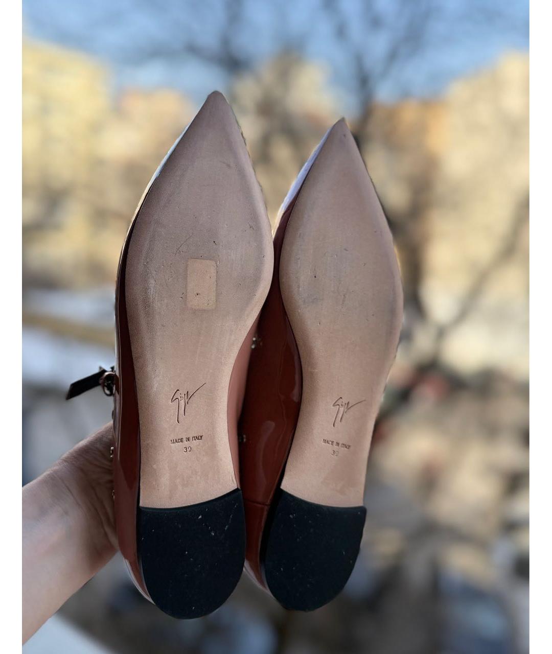 GIUSEPPE ZANOTTI DESIGN Коралловые балетки из лакированной кожи, фото 7