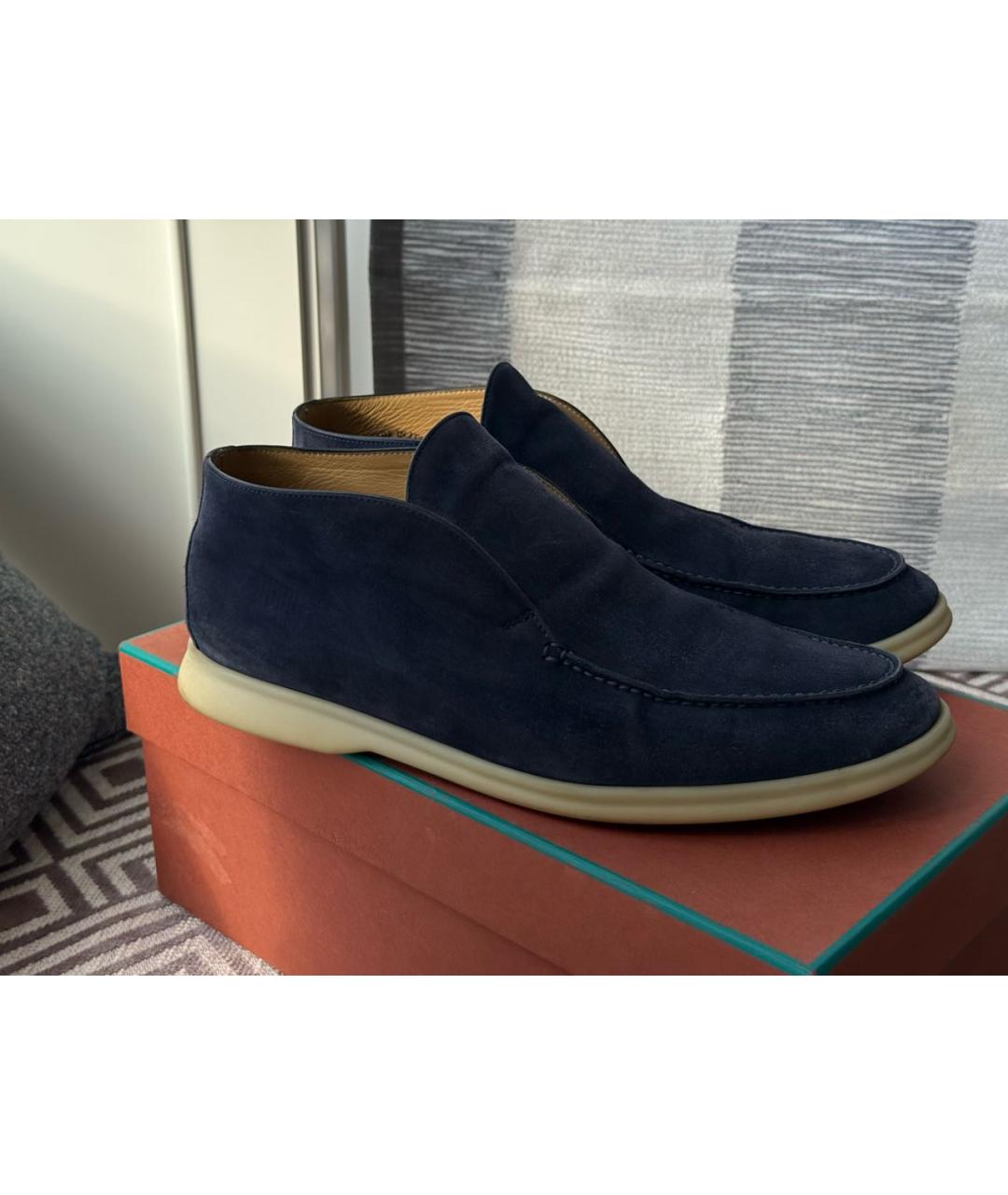 LORO PIANA Синие замшевые лоферы, фото 4