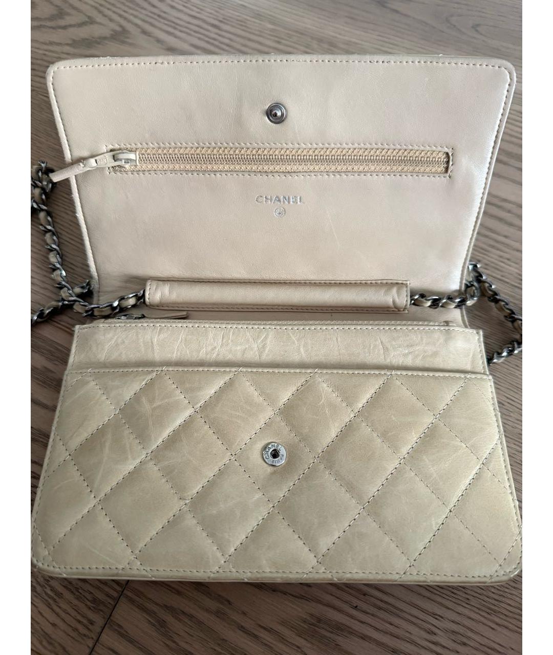 CHANEL Бежевая кожаная сумка через плечо, фото 3