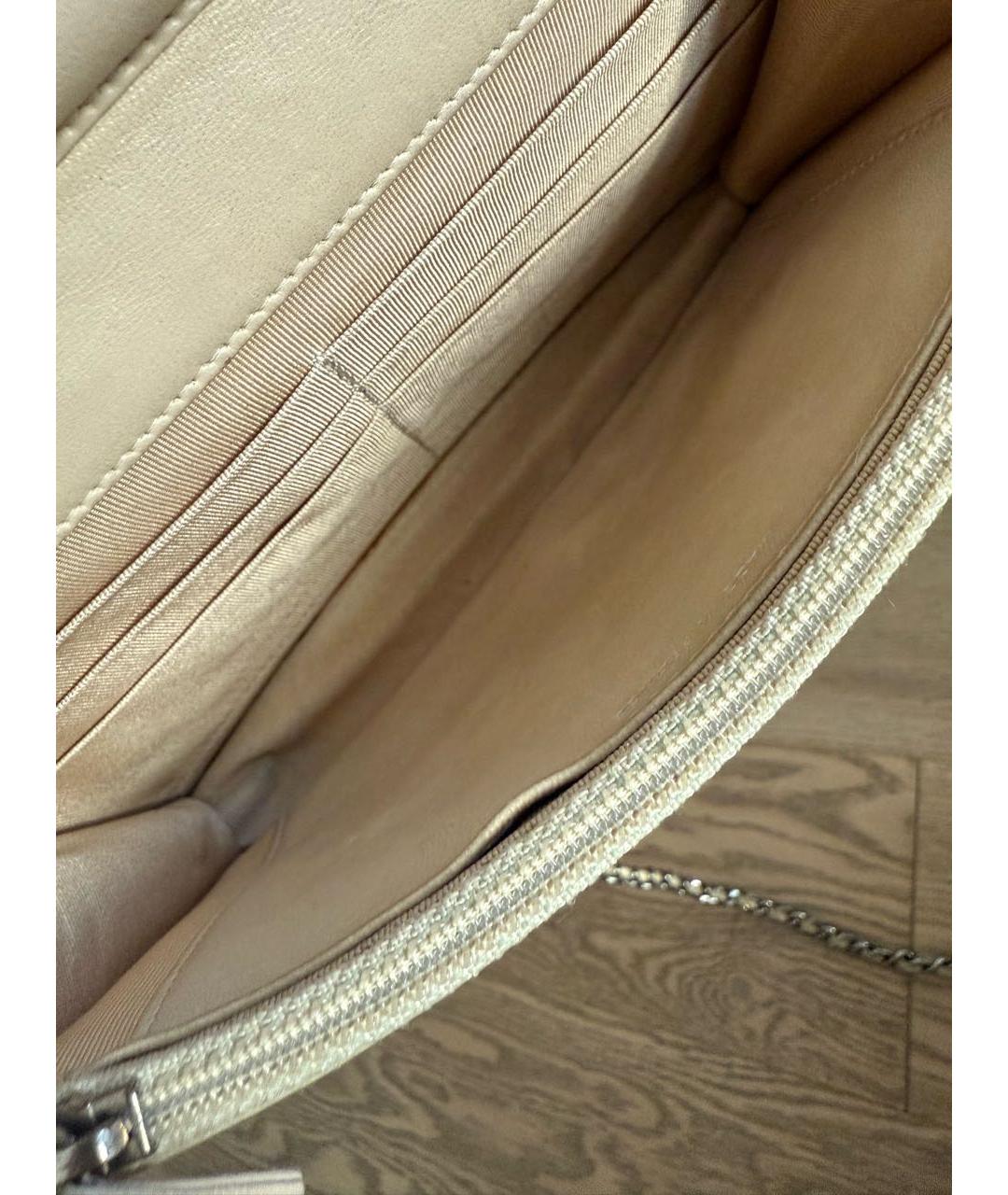 CHANEL Бежевая кожаная сумка через плечо, фото 4