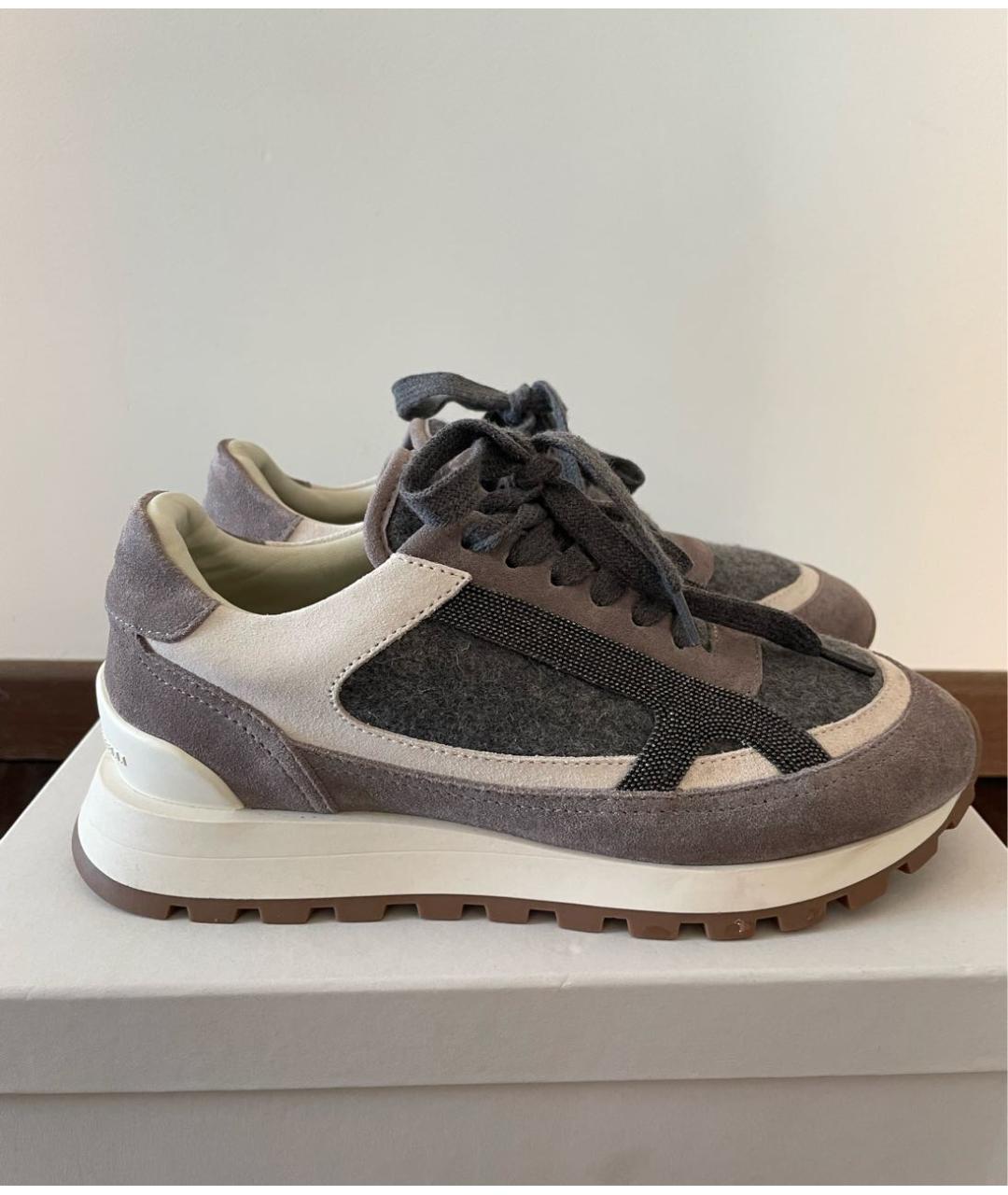 BRUNELLO CUCINELLI Серые текстильные кроссовки, фото 9