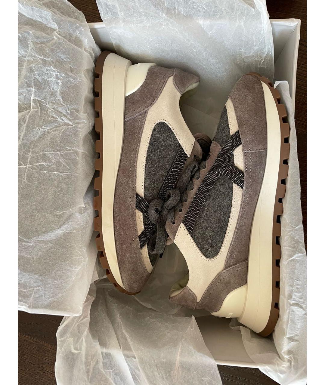 BRUNELLO CUCINELLI Серые текстильные кроссовки, фото 7