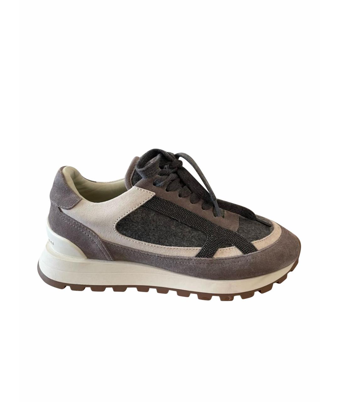 BRUNELLO CUCINELLI Серые текстильные кроссовки, фото 1