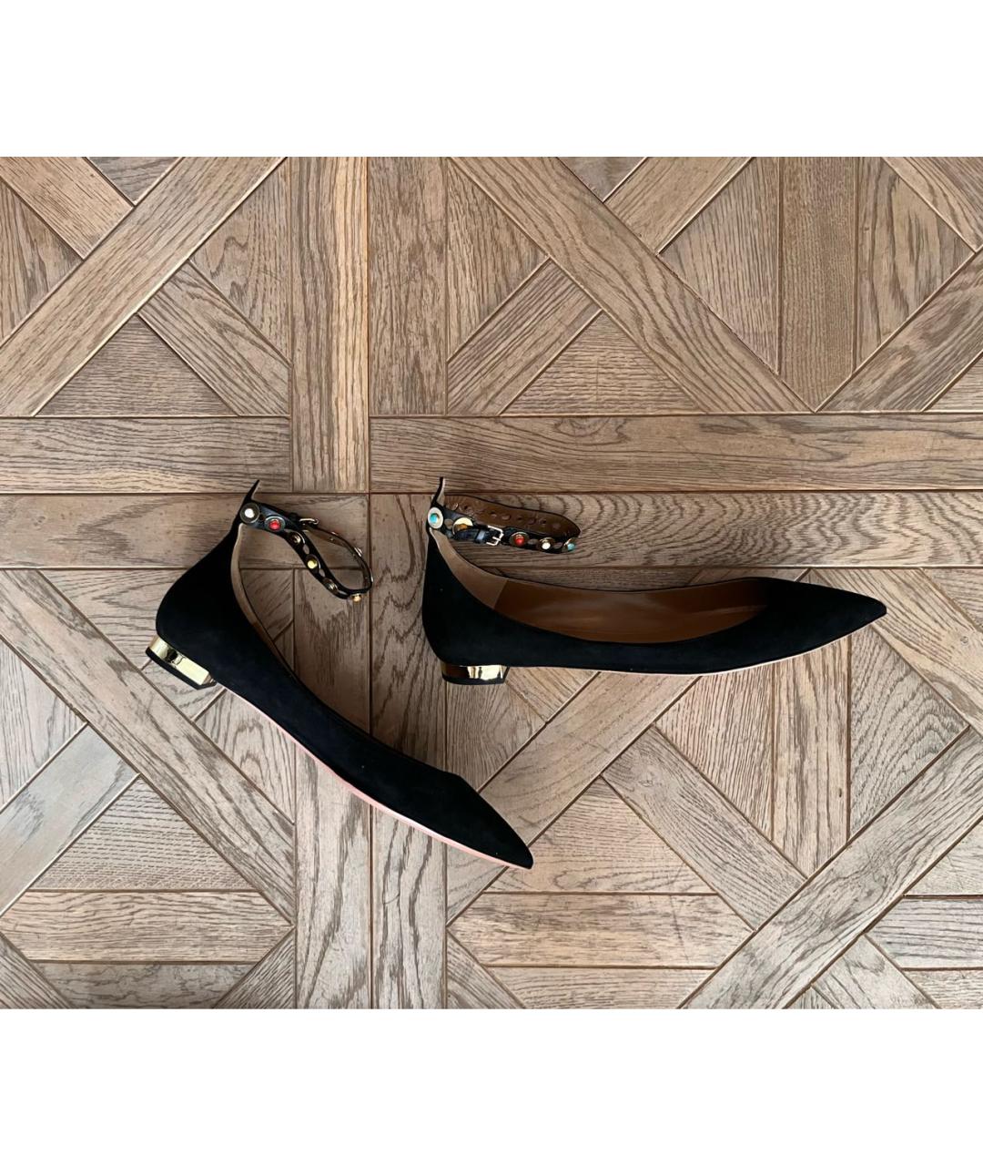 AQUAZZURA Черные замшевые балетки, фото 4