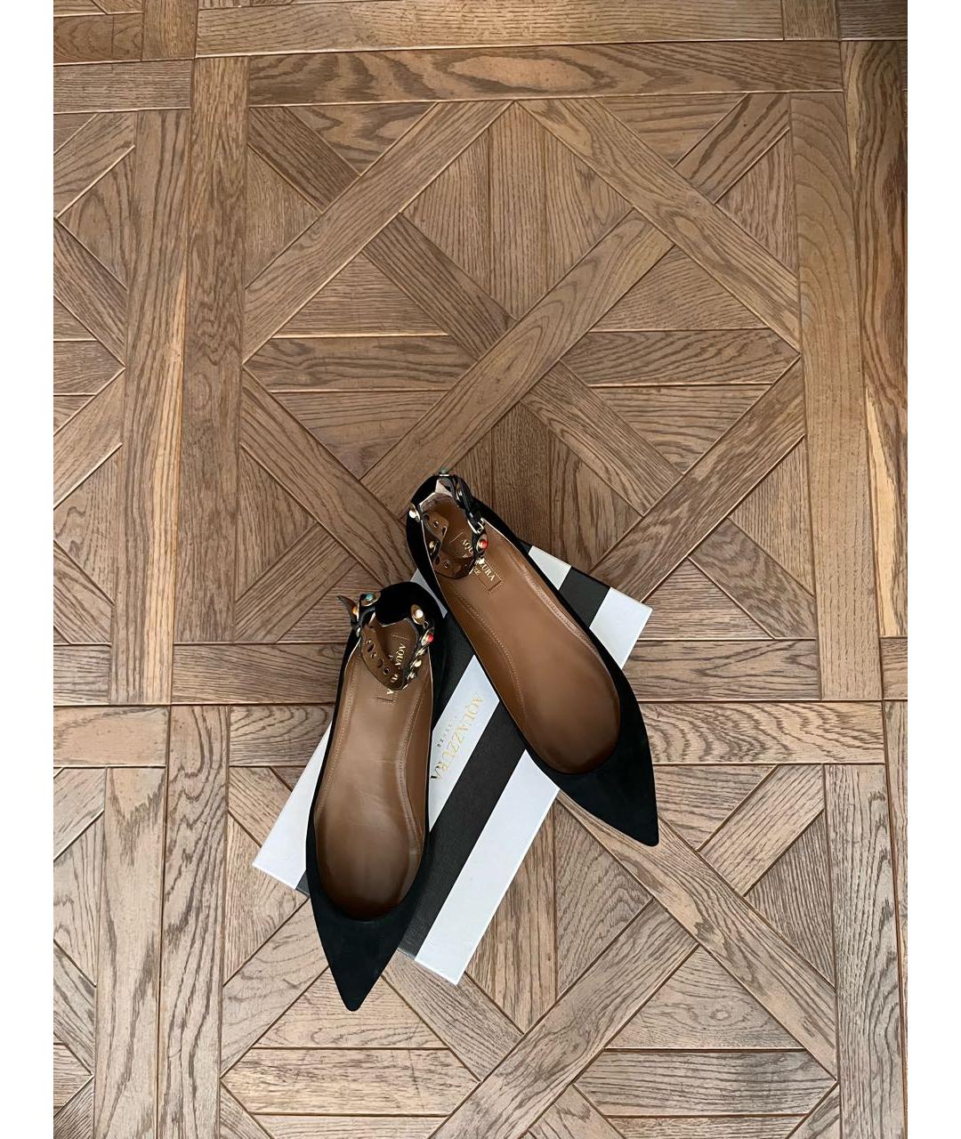 AQUAZZURA Черные замшевые балетки, фото 2