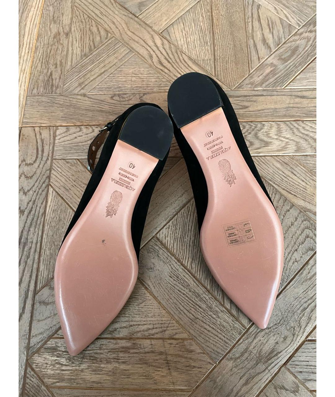 AQUAZZURA Черные замшевые балетки, фото 3